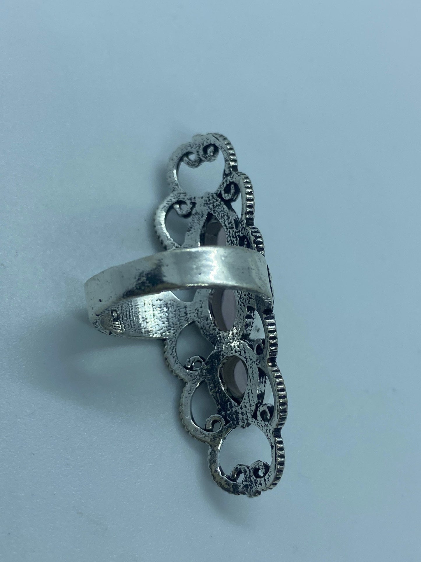 Vintage Genuine Rose Quartz Silver Ring