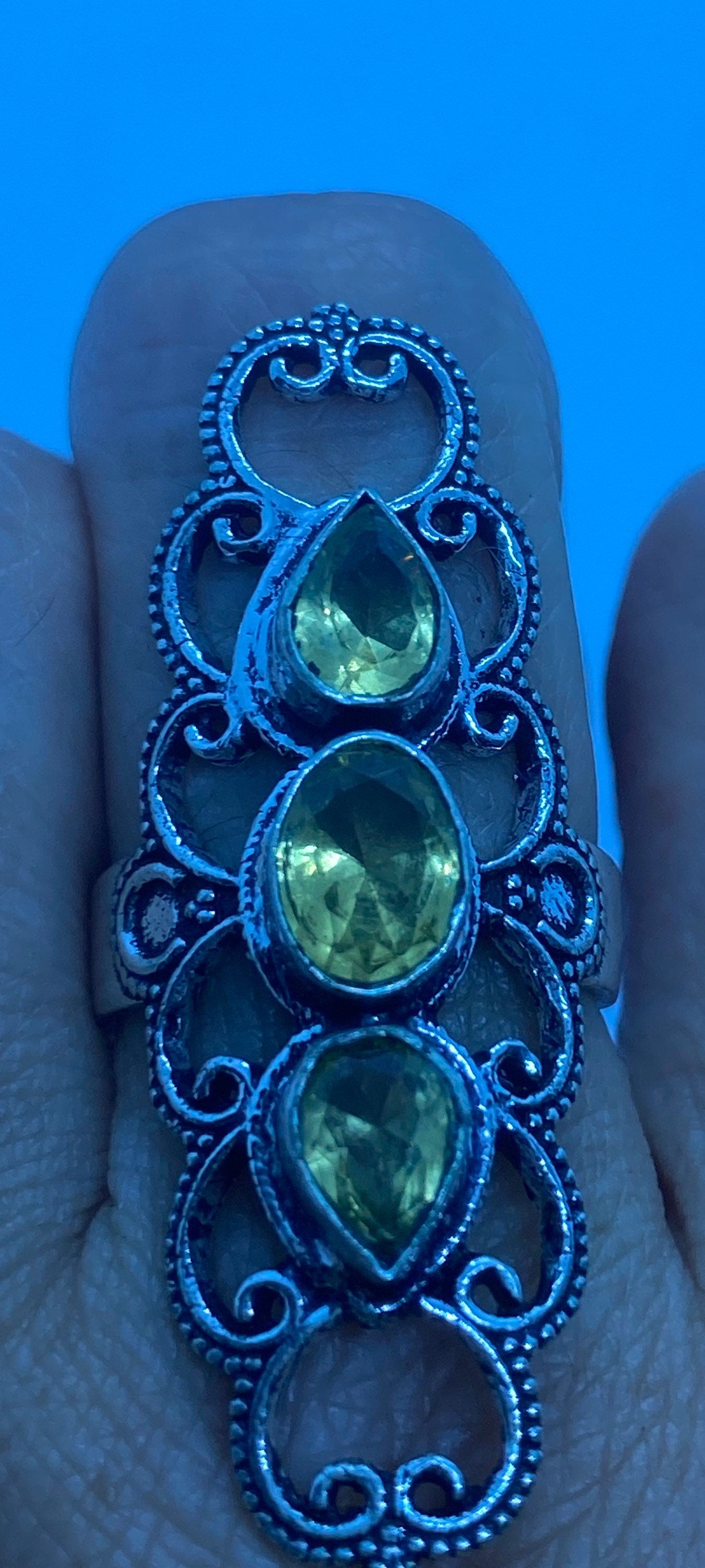 Vintage Genuine Citrine Silver Cocktail Ring