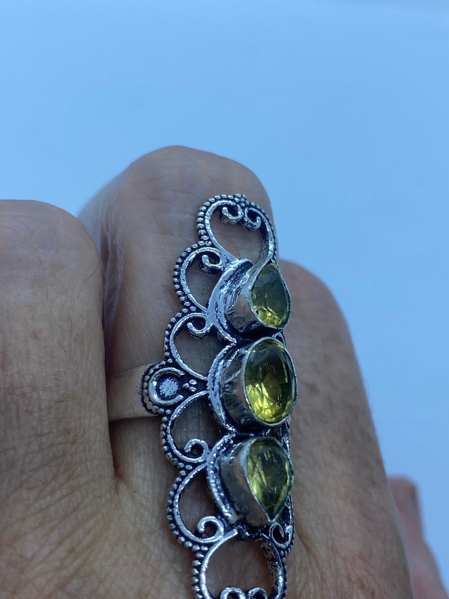 Vintage Genuine Citrine Silver Cocktail Ring