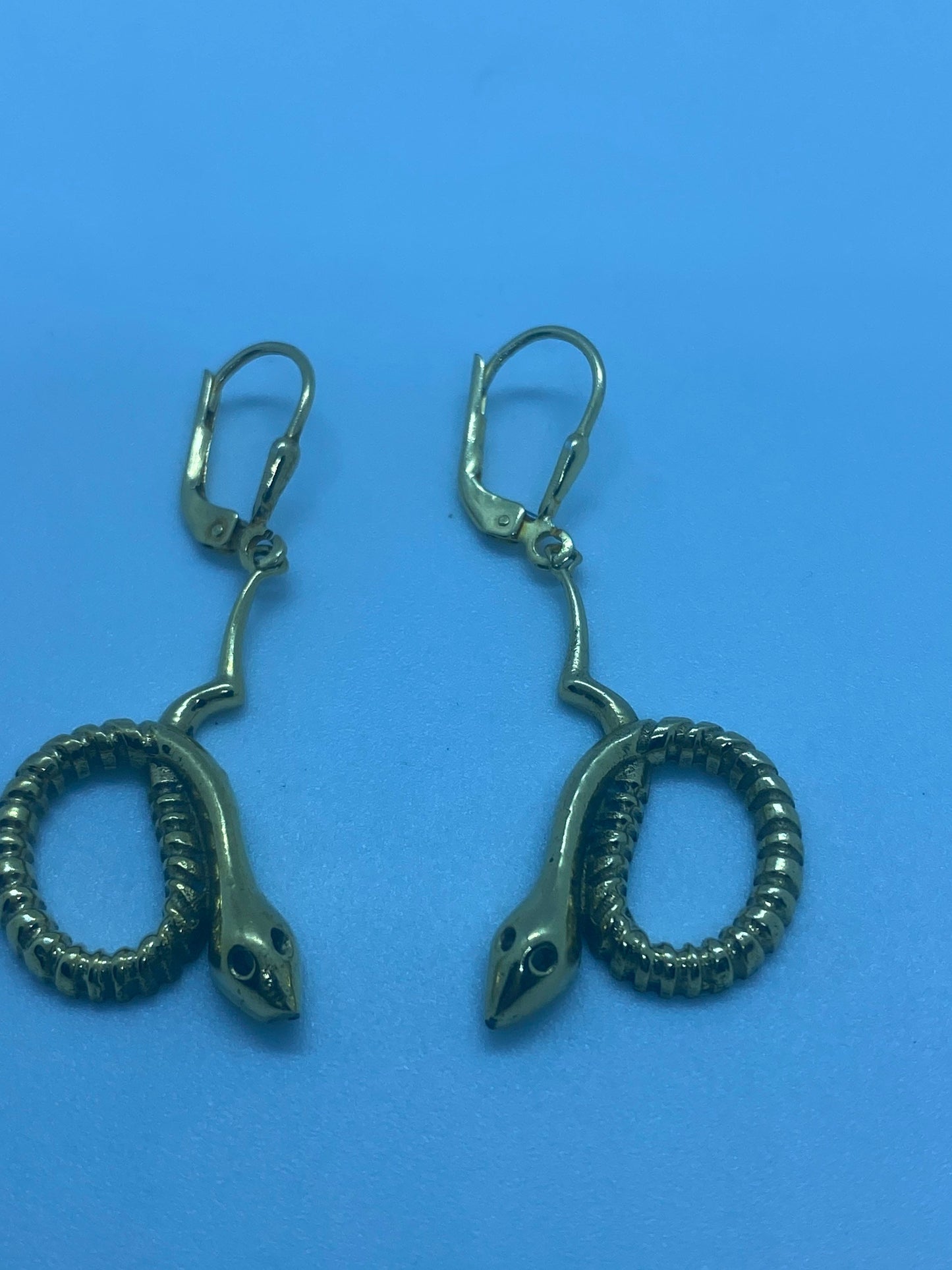 Vintage Golden Bronze Snake Earrings
