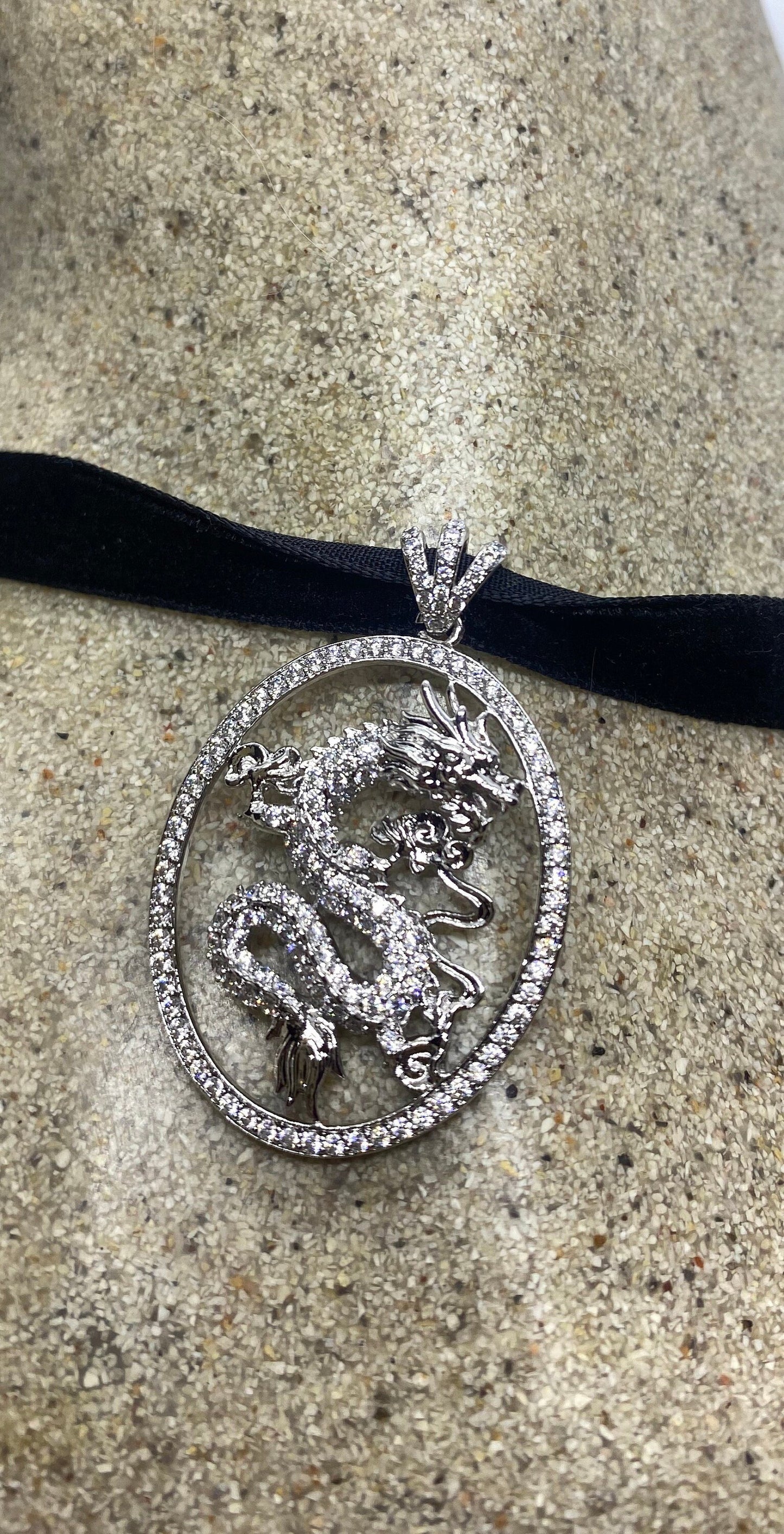 Vintage Silver Stainless Steel Gothic Celtic Dragon Pendant Necklace