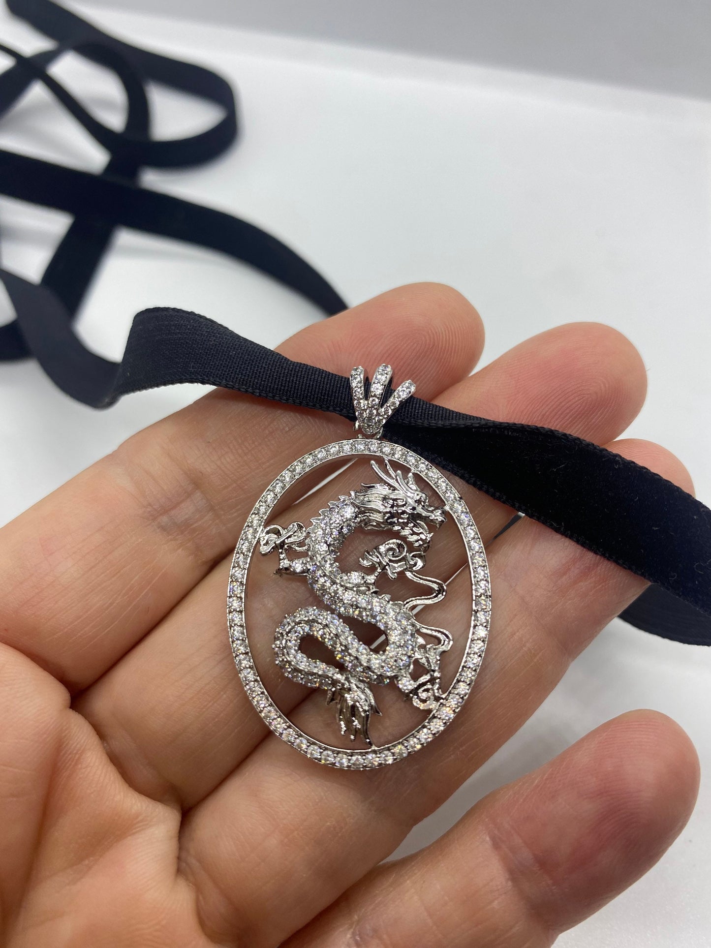 Vintage Silver Stainless Steel Gothic Celtic Dragon Pendant Necklace