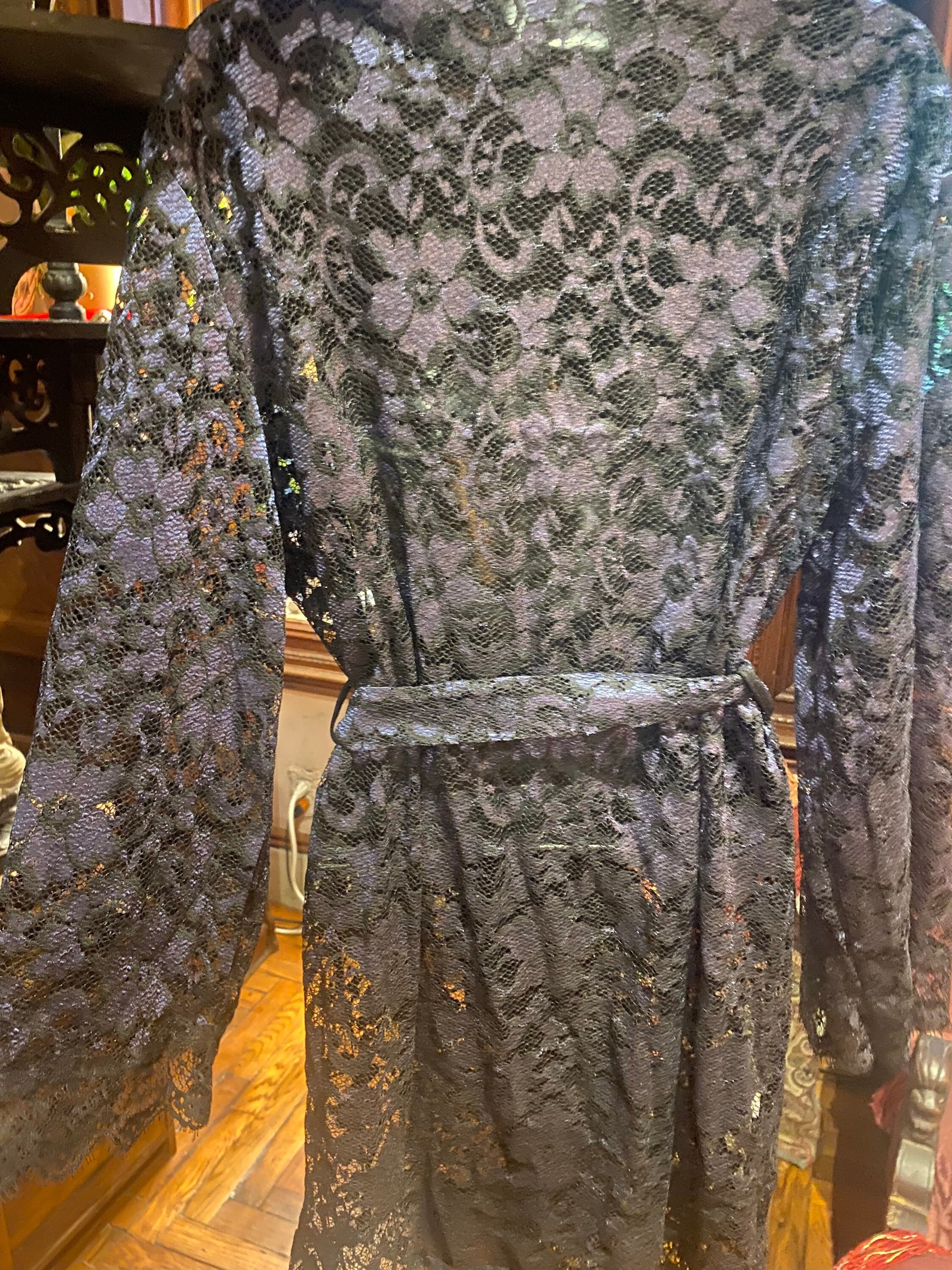 Vintage Style Navy Blue Embroidered kimono jacket