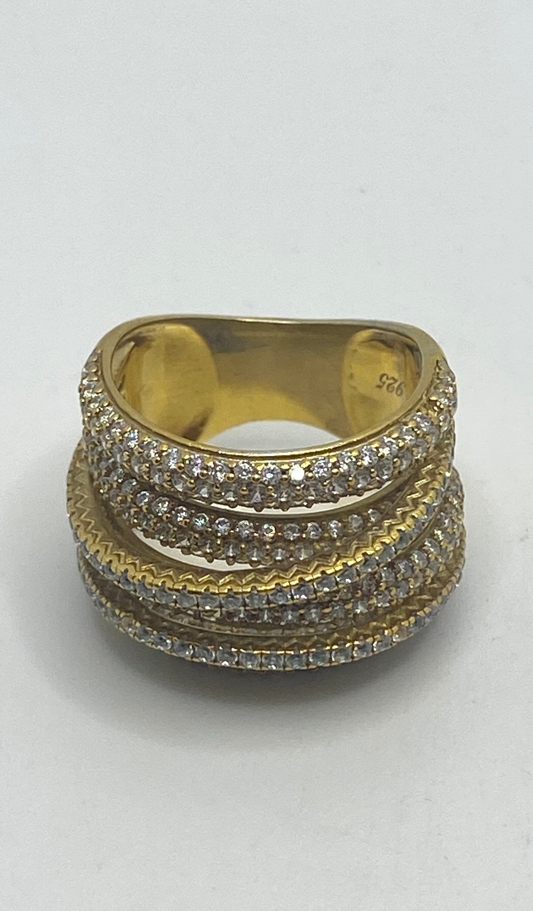 Vintage Wedding Band Cubic Zirconia Crystal Gothic Sterling Silver ring