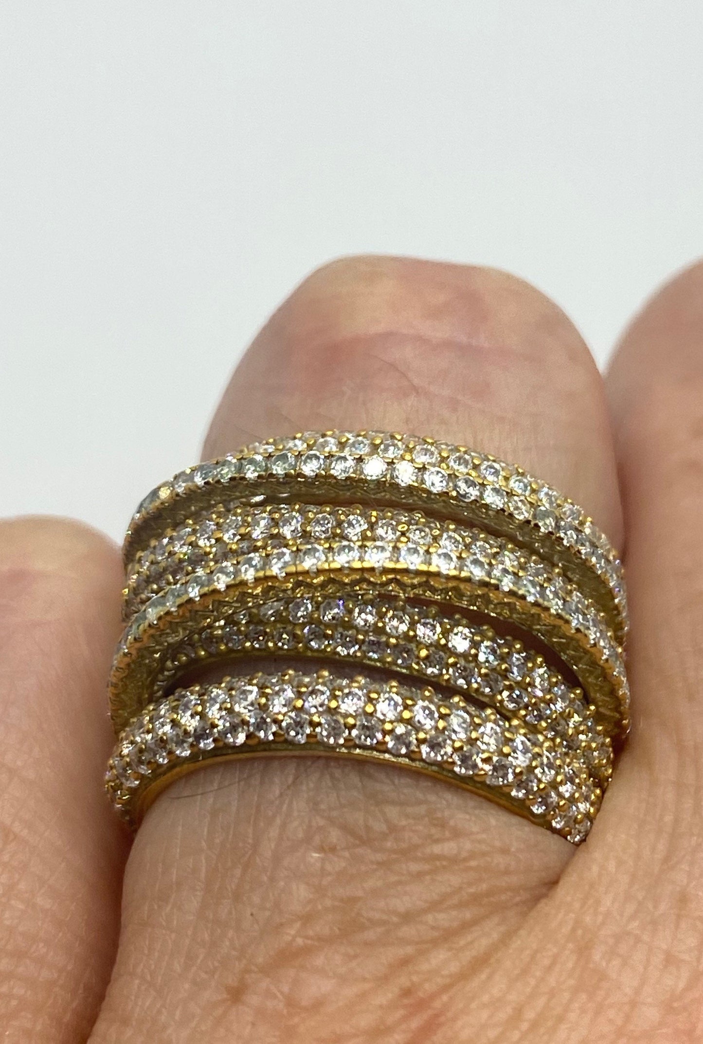 Vintage Wedding Band Cubic Zirconia Crystal Gothic Sterling Silver ring