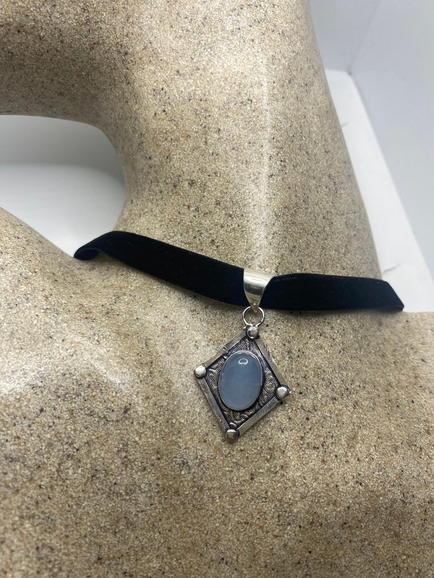 Vintage Blue chalcedony Choker Necklace