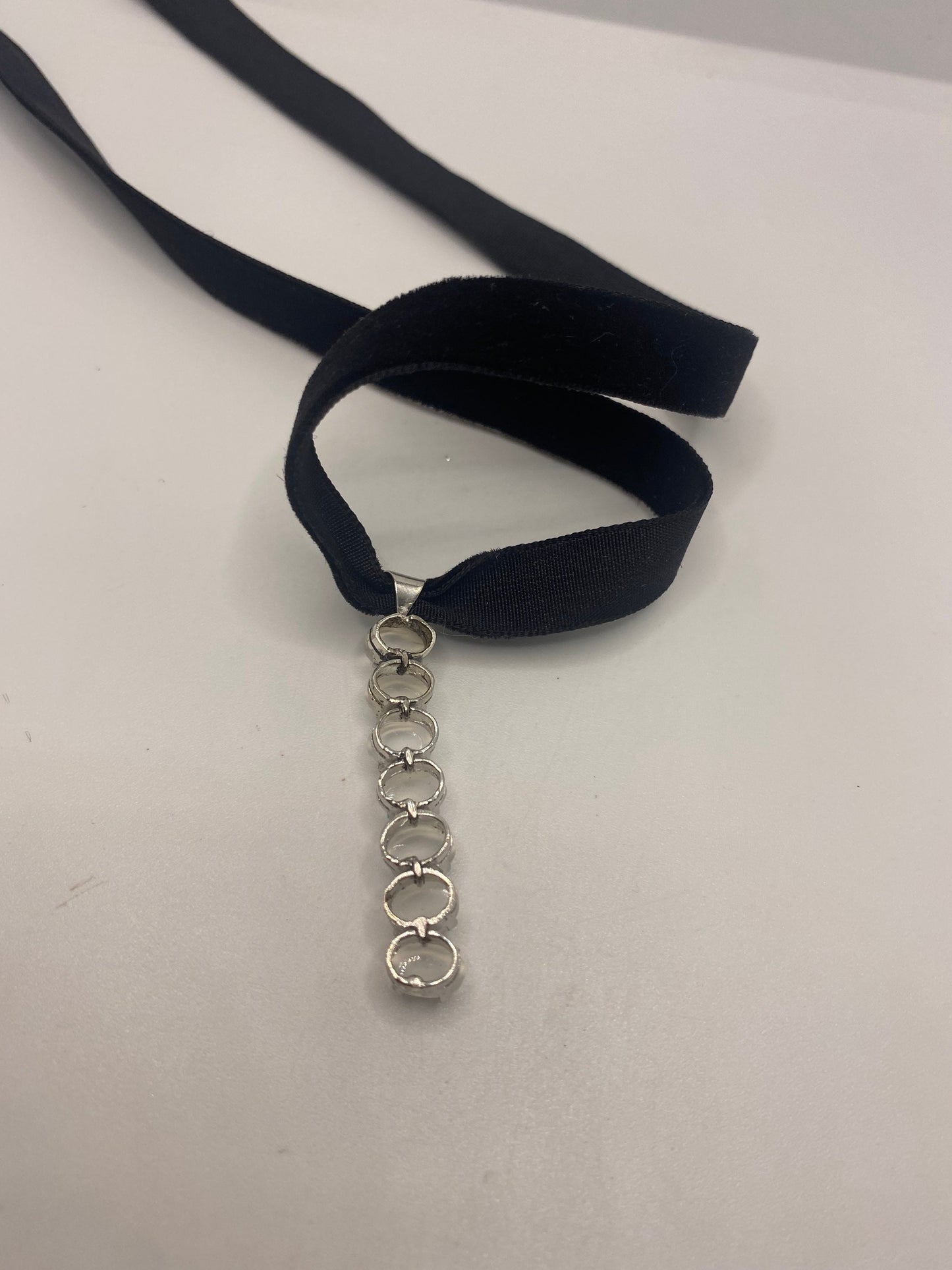 Vintage 925 Sterling Silver Moonstone Pendant Necklace Choker