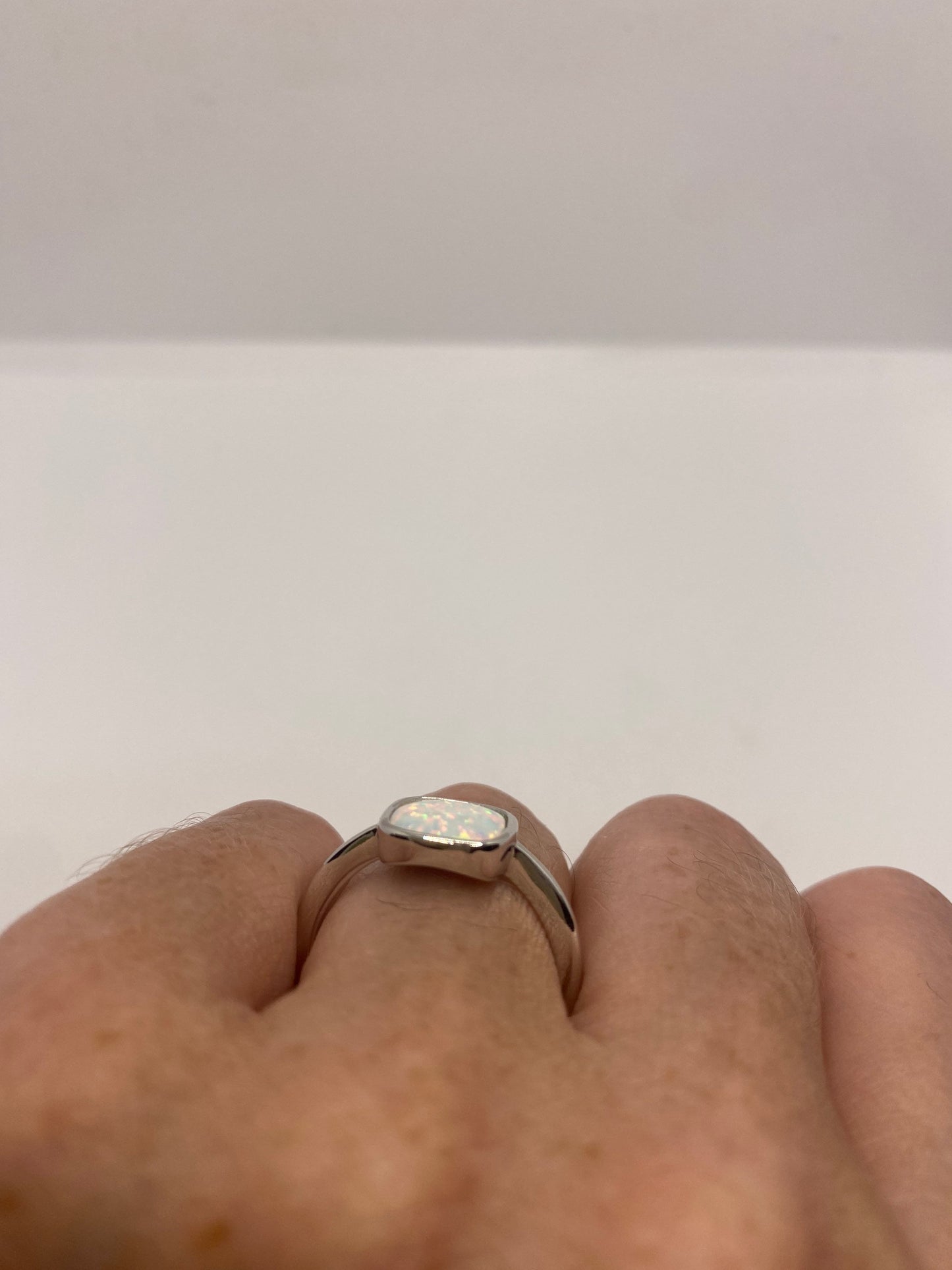 Vintage Opal 925 Sterling Silver Inlay Ring
