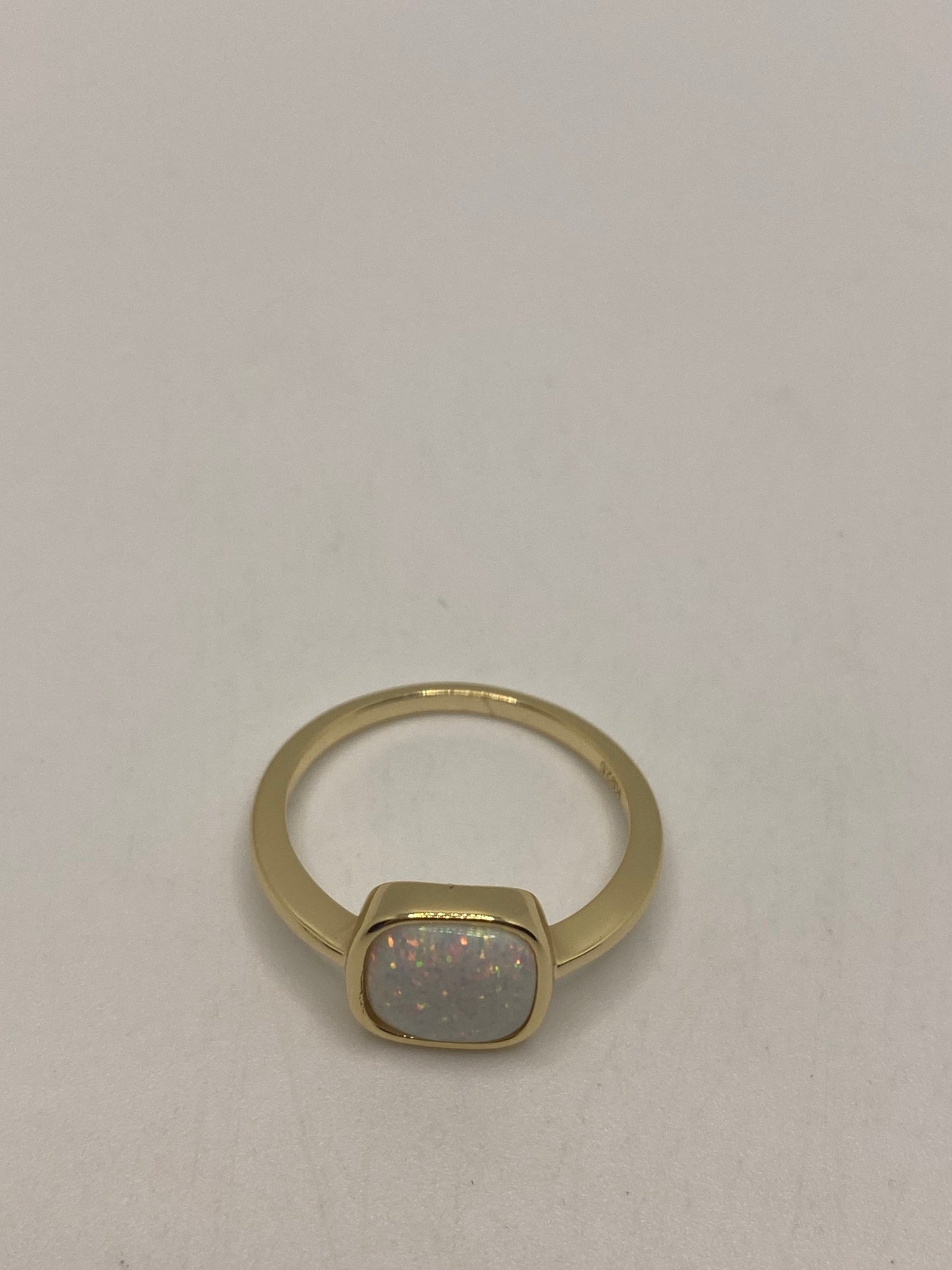 Vintage Opal Golden 925 Sterling Silver Inlay Ring