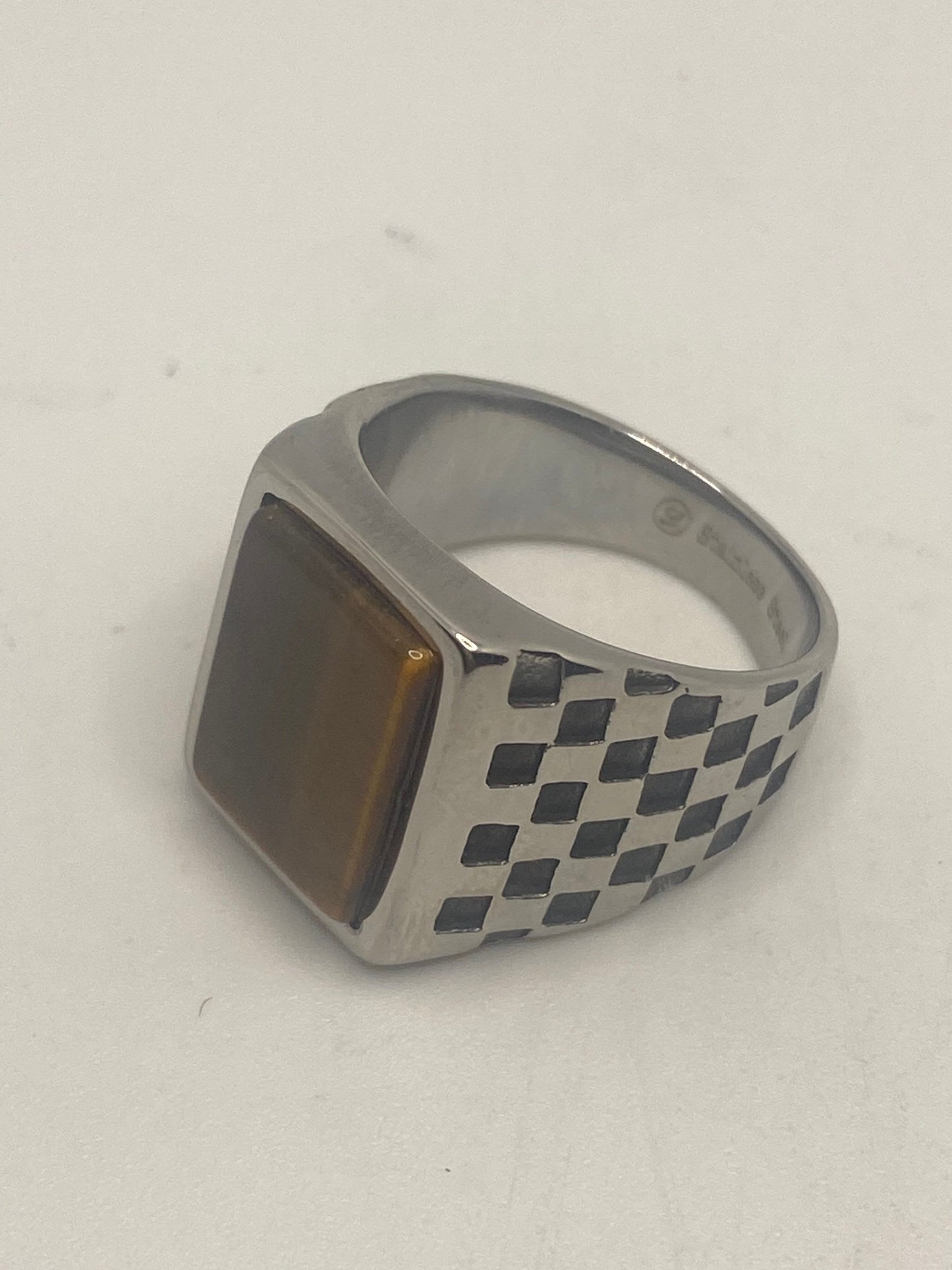 Vintage Stainless Steel Tigers Eye Ring