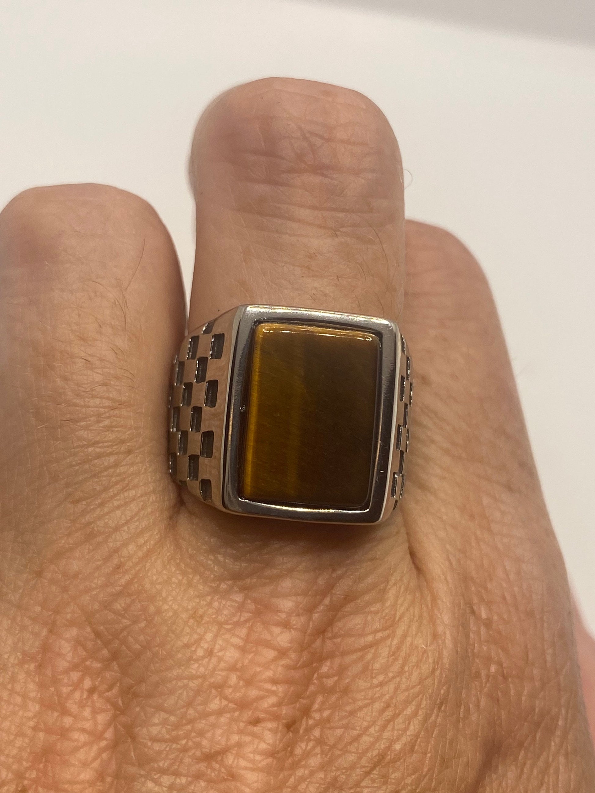 Vintage Stainless Steel Tigers Eye Ring