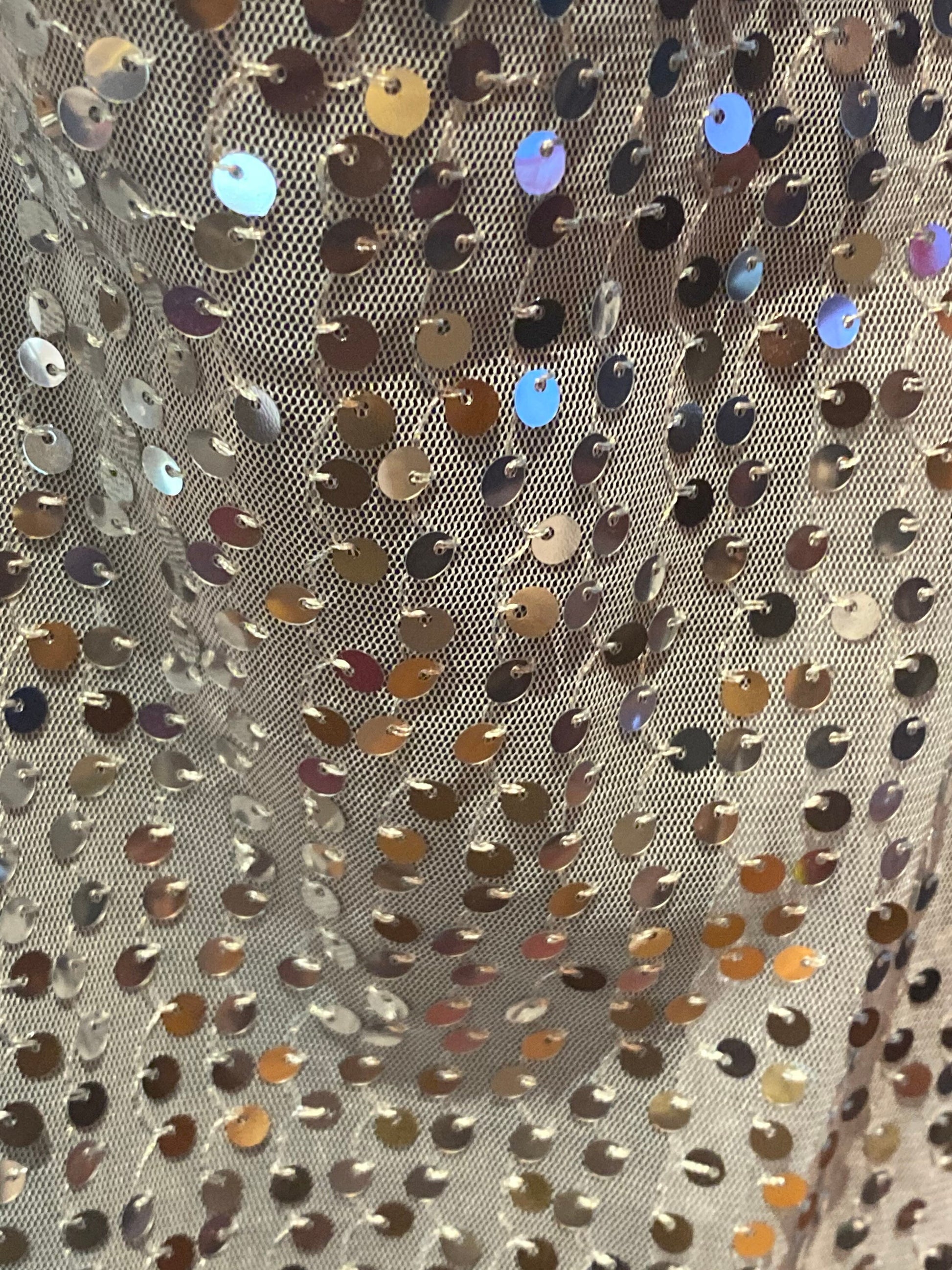 Vintage Styled Sheer Silver Sequined Embroidered Wrap Shawl