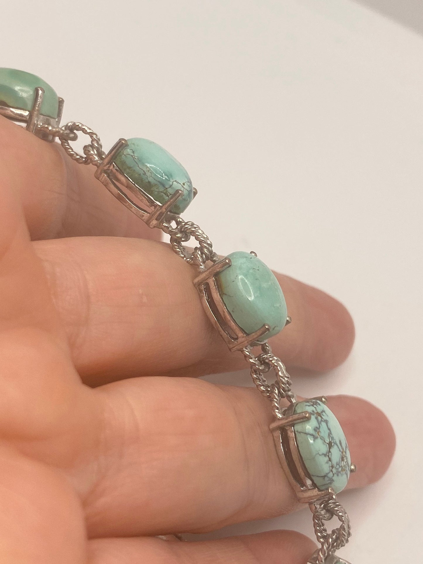 Vintage Turquoise Bracelet 925 Sterling Silver Persian