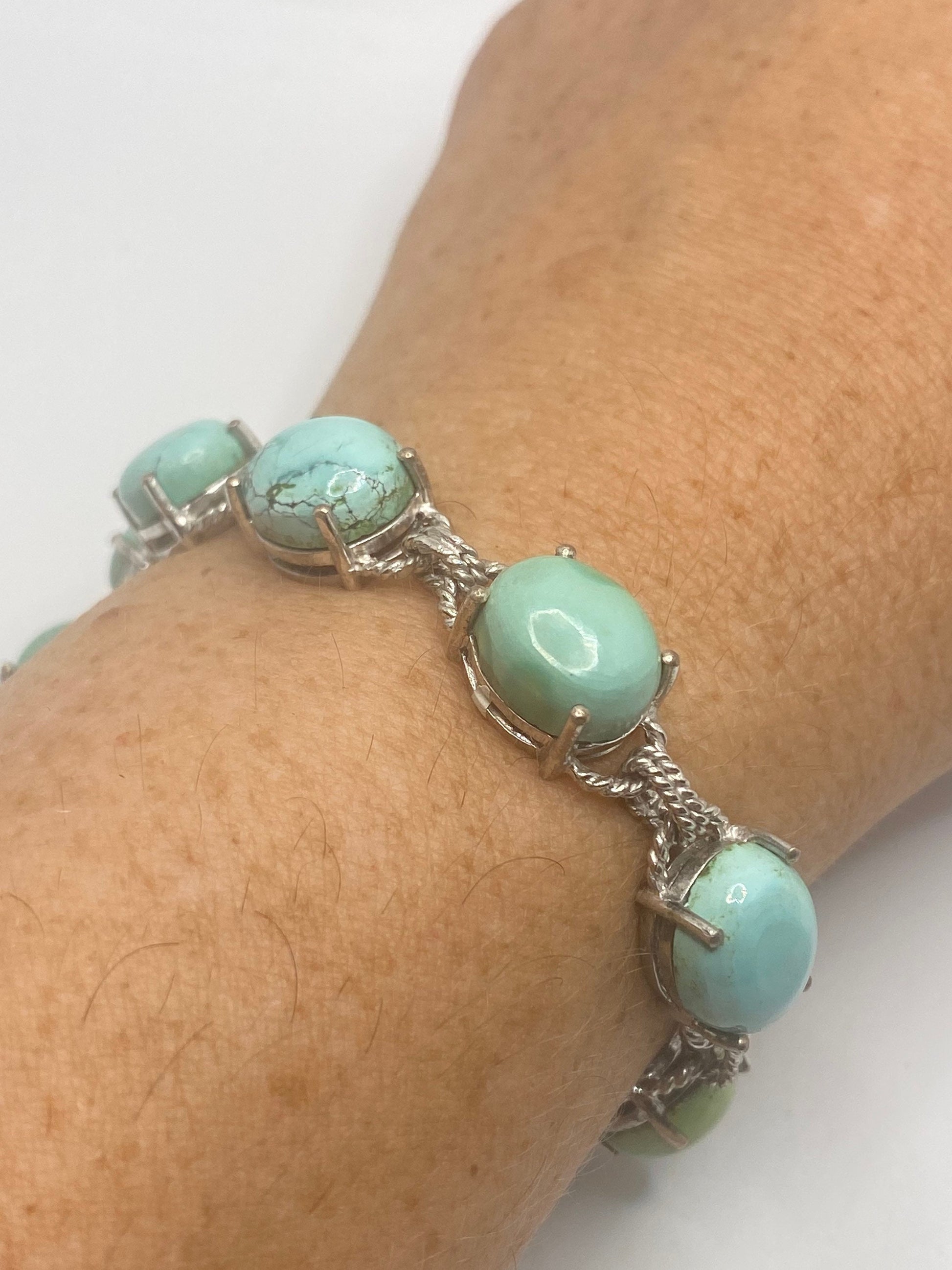 Vintage Turquoise Bracelet 925 Sterling Silver Persian