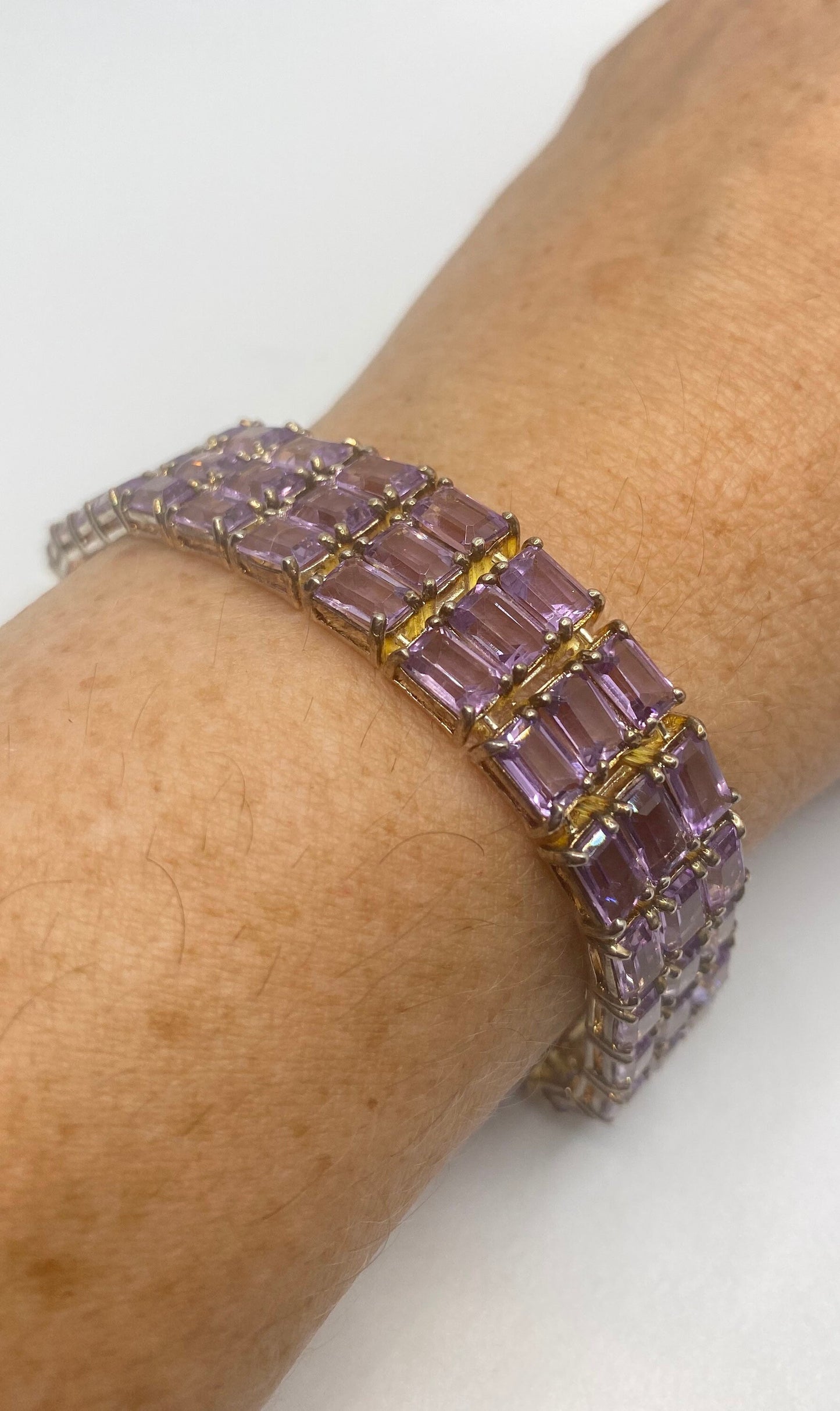 Vintage Purple Amethyst Bracelet in 925 Sterling Silver