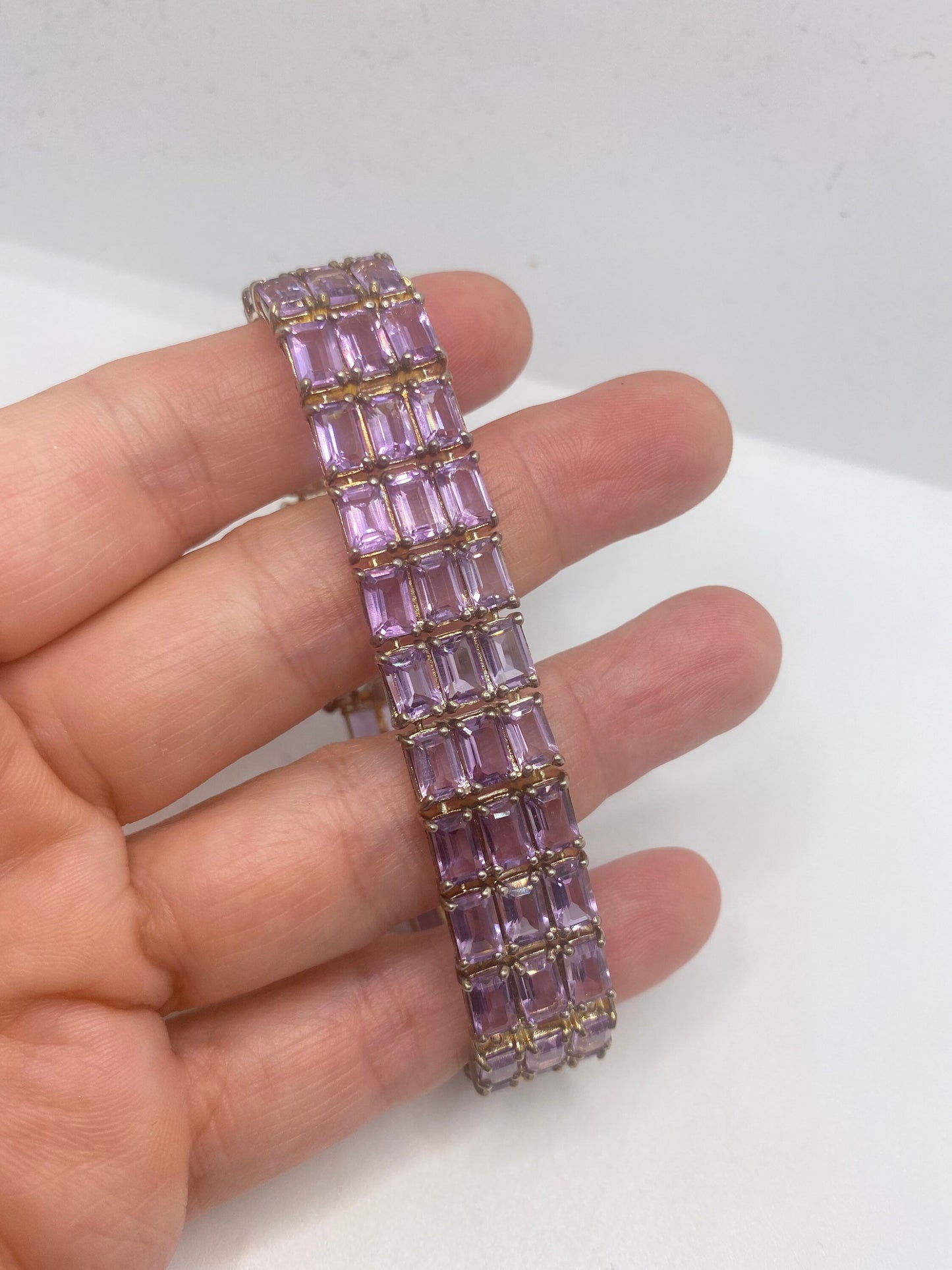 Vintage Purple Amethyst Bracelet in 925 Sterling Silver