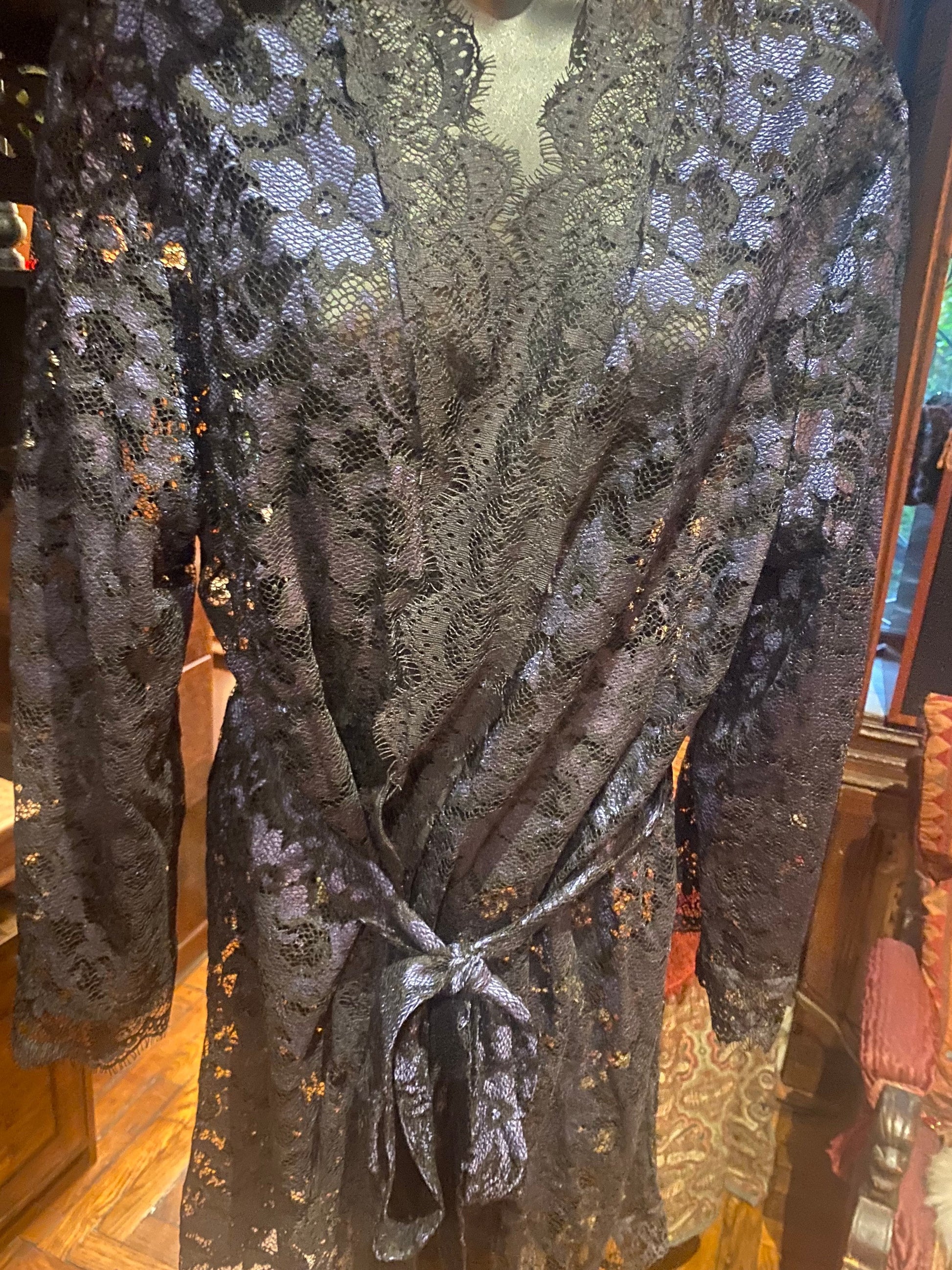 Vintage Style Navy Blue Embroidered kimono jacket