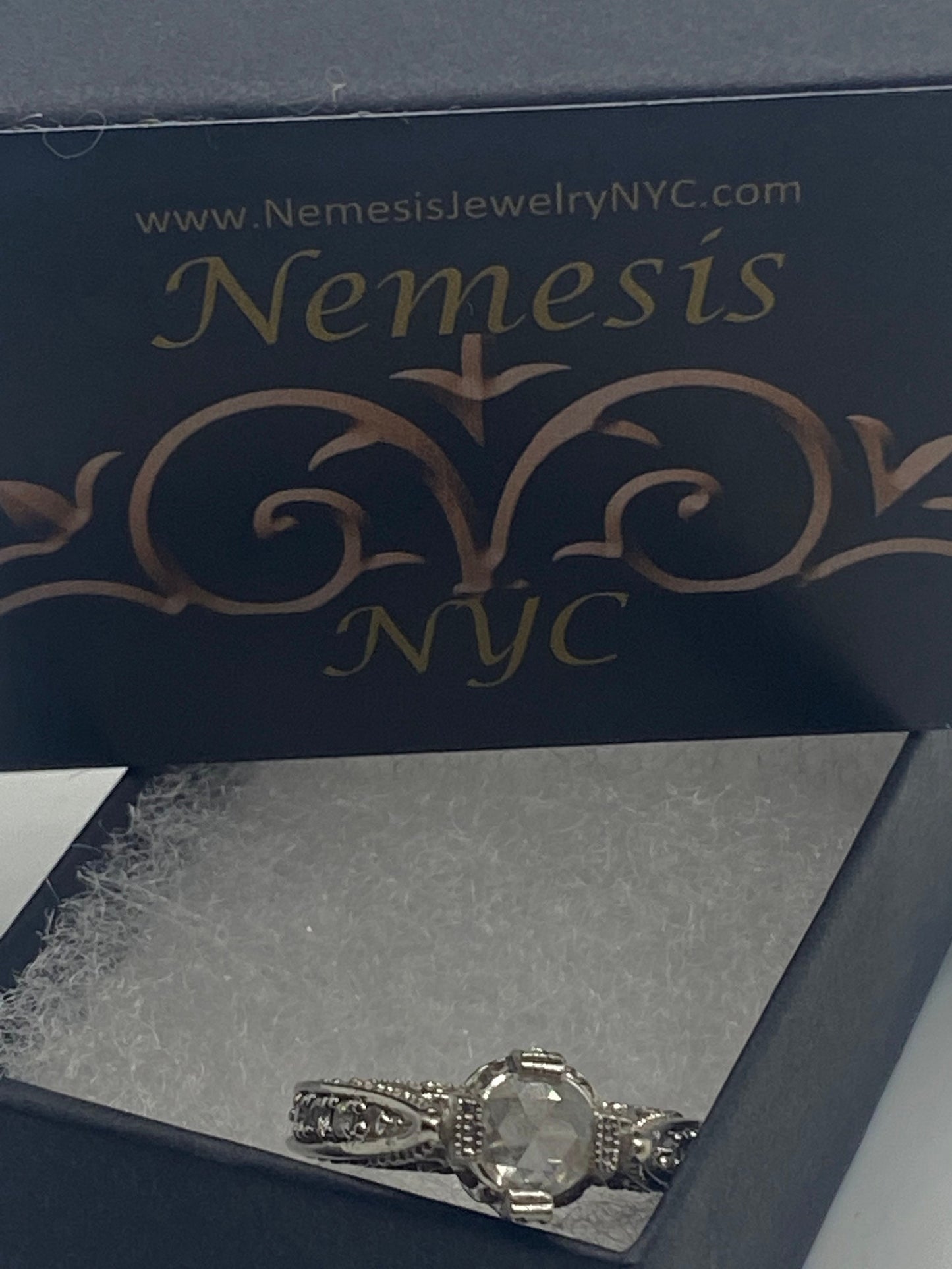 Vintage Victorian Handmade Antique old rose cut White Diamond Gothic 14k White Gold Engagement Ring