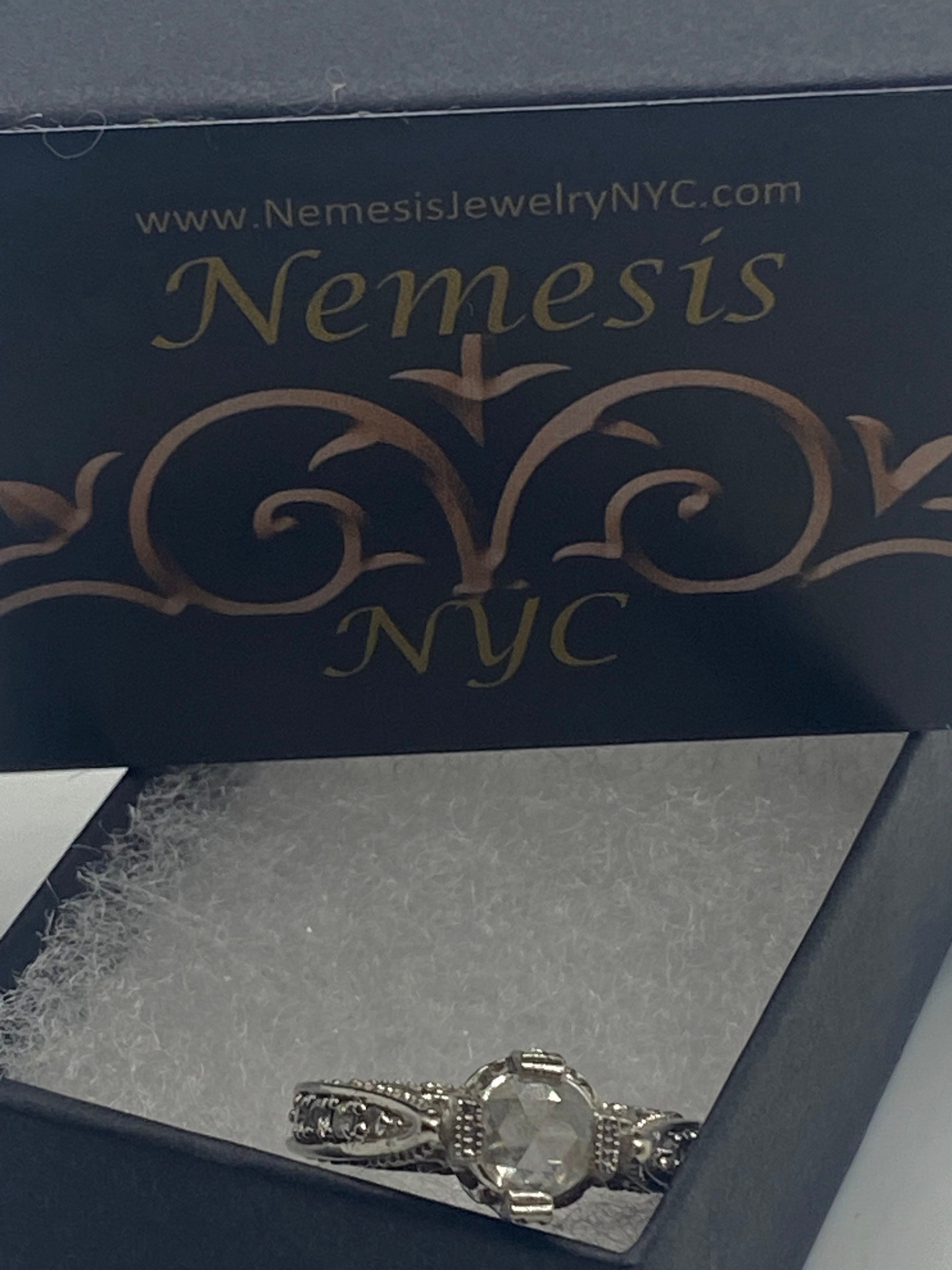 Vintage Victorian Handmade Antique old rose cut White Diamond Gothic 14k White Gold Engagement Ring