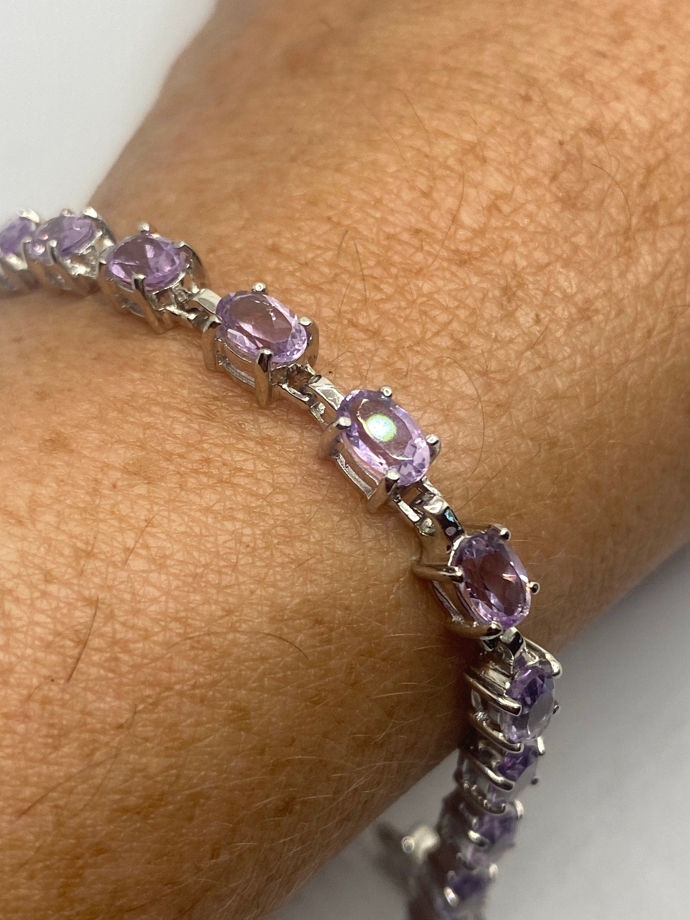 Vintage Purple Amethyst Tennis Bracelet in 925 Sterling high quality Silver