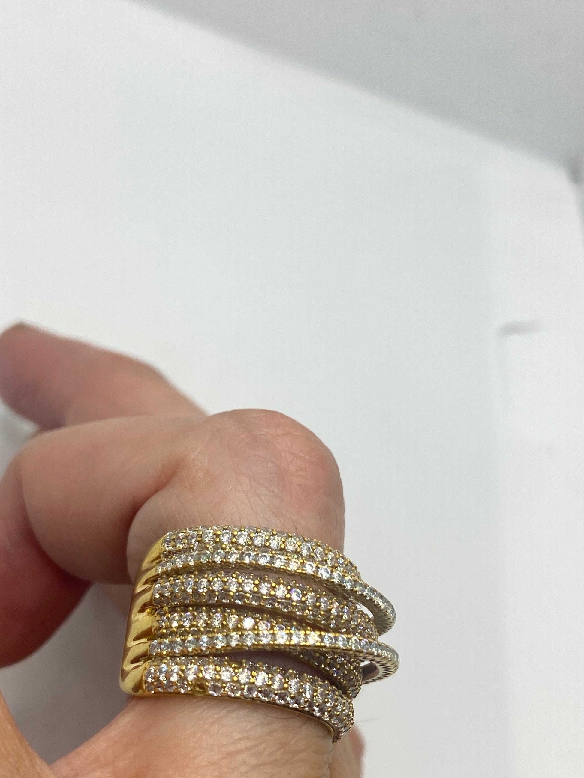 Vintage Wedding Band Cubic Zirconia Crystal Gothic Sterling Silver ring