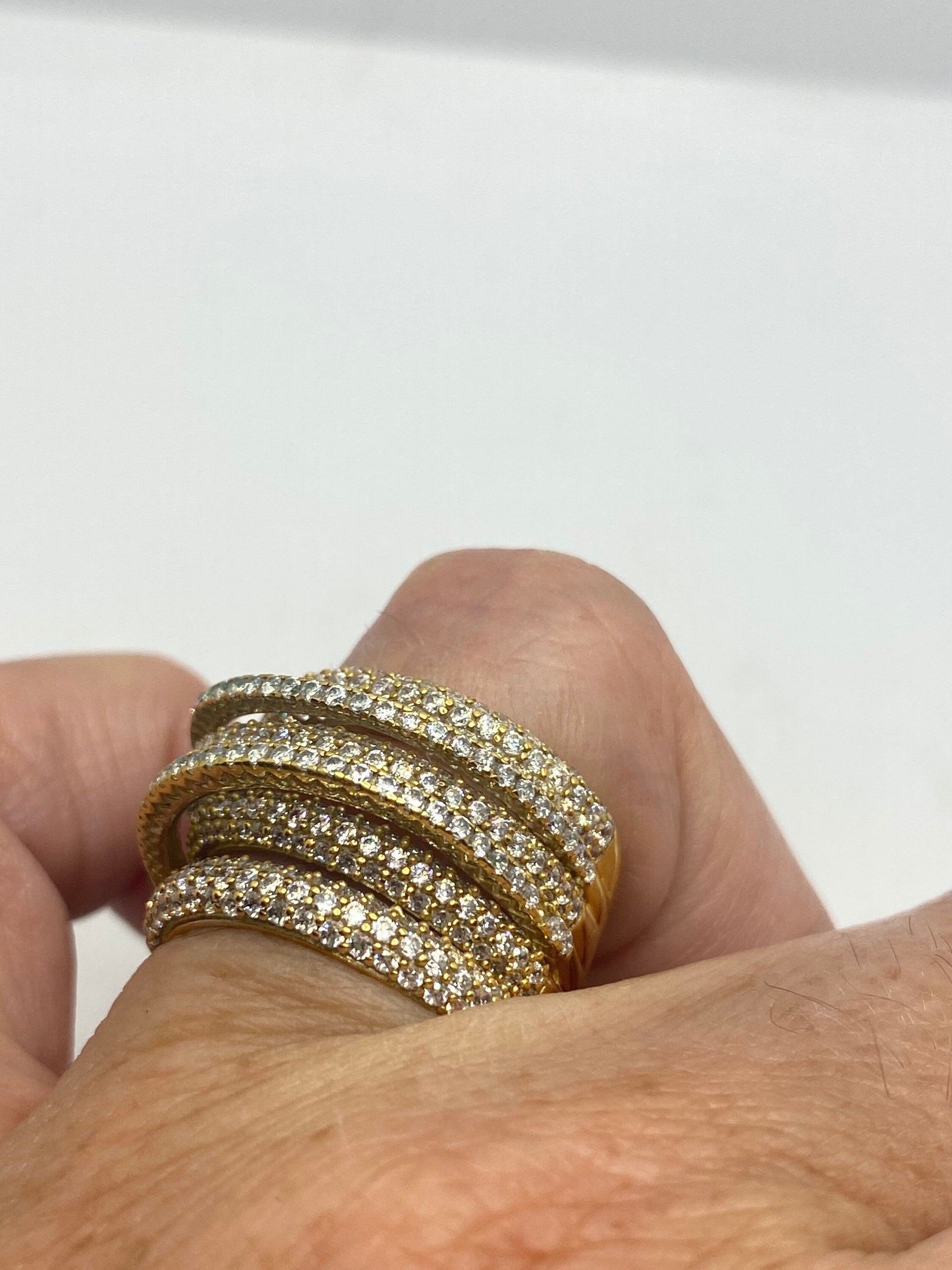 Vintage Wedding Band Cubic Zirconia Crystal Gothic Sterling Silver ring