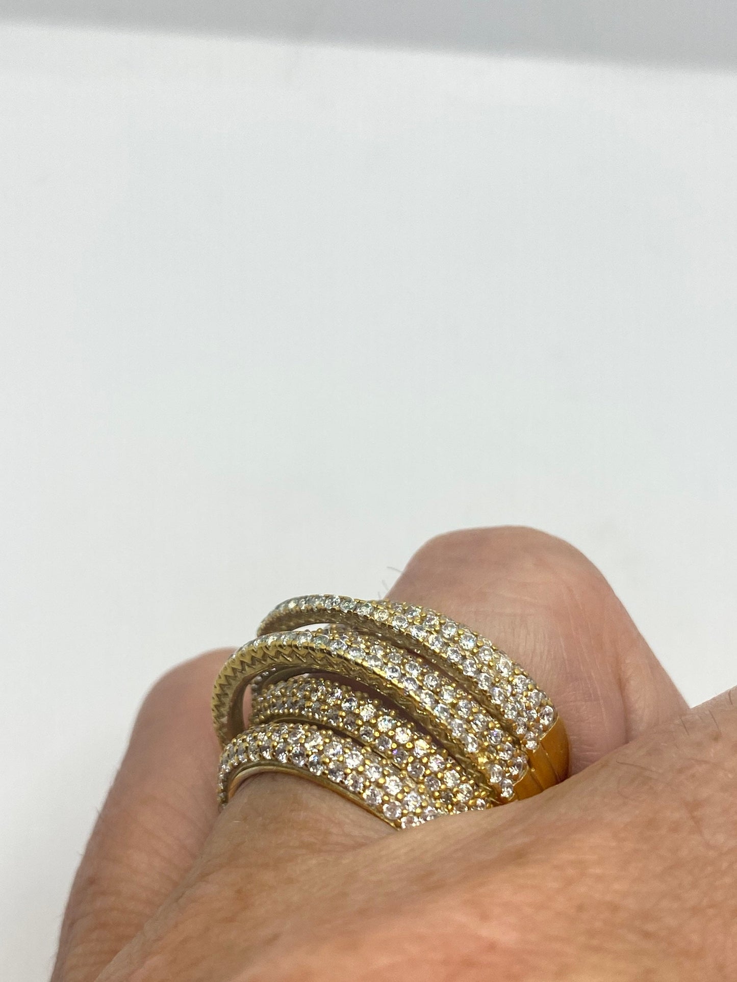 Vintage Wedding Band Cubic Zirconia Crystal Gothic Sterling Silver ring