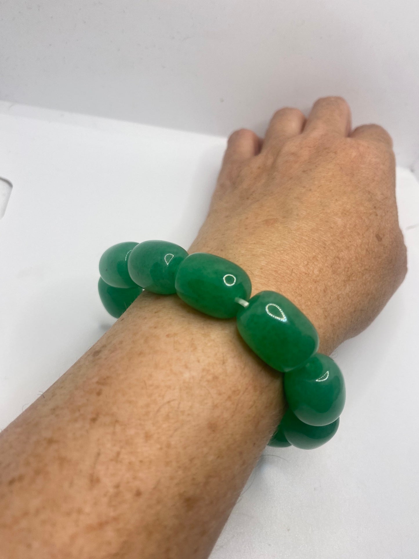 Vintage Fun Green Jade Lucky Stretch Bracelet