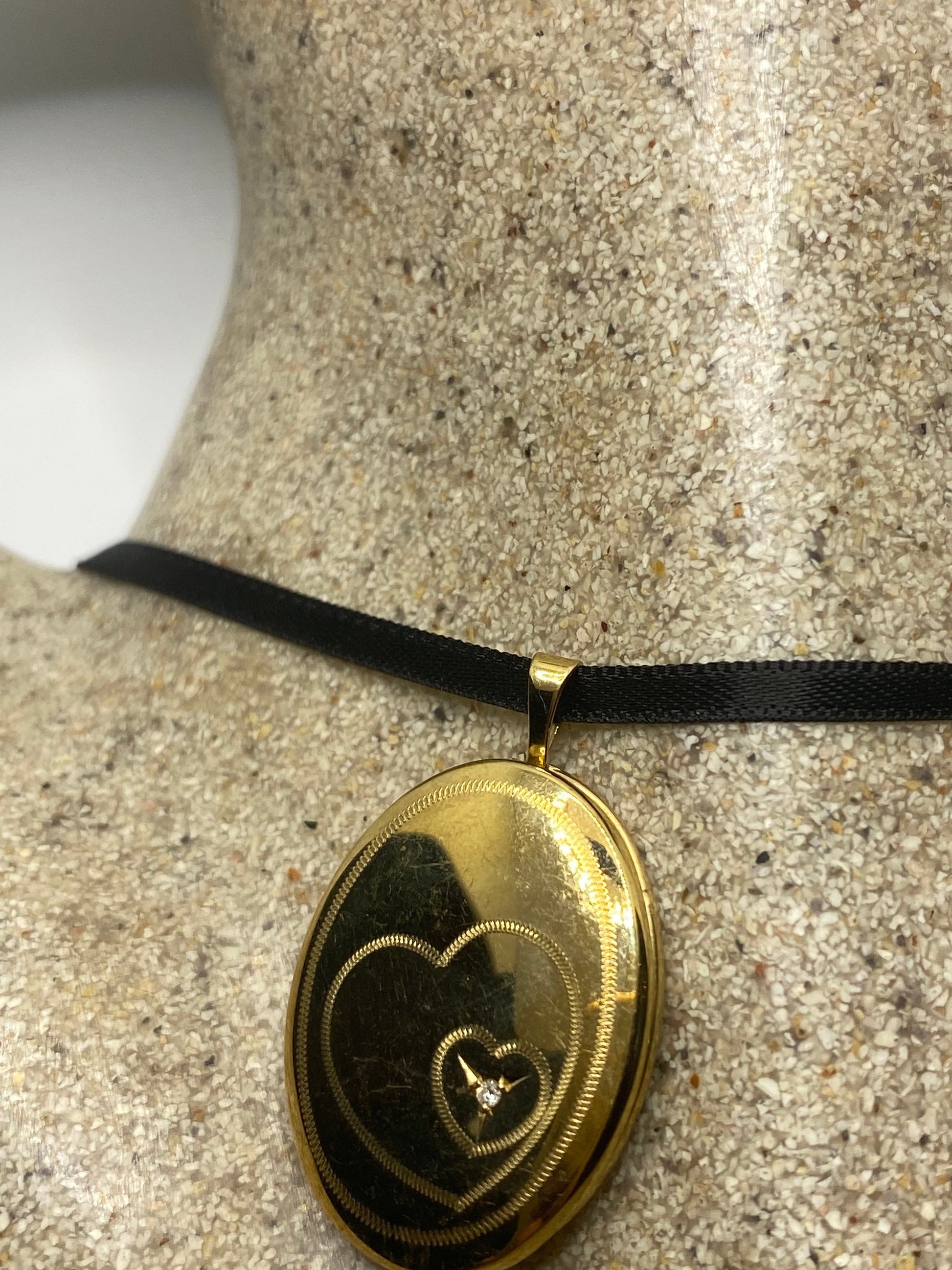 Vintage Locket Choker Gold Filled Necklace