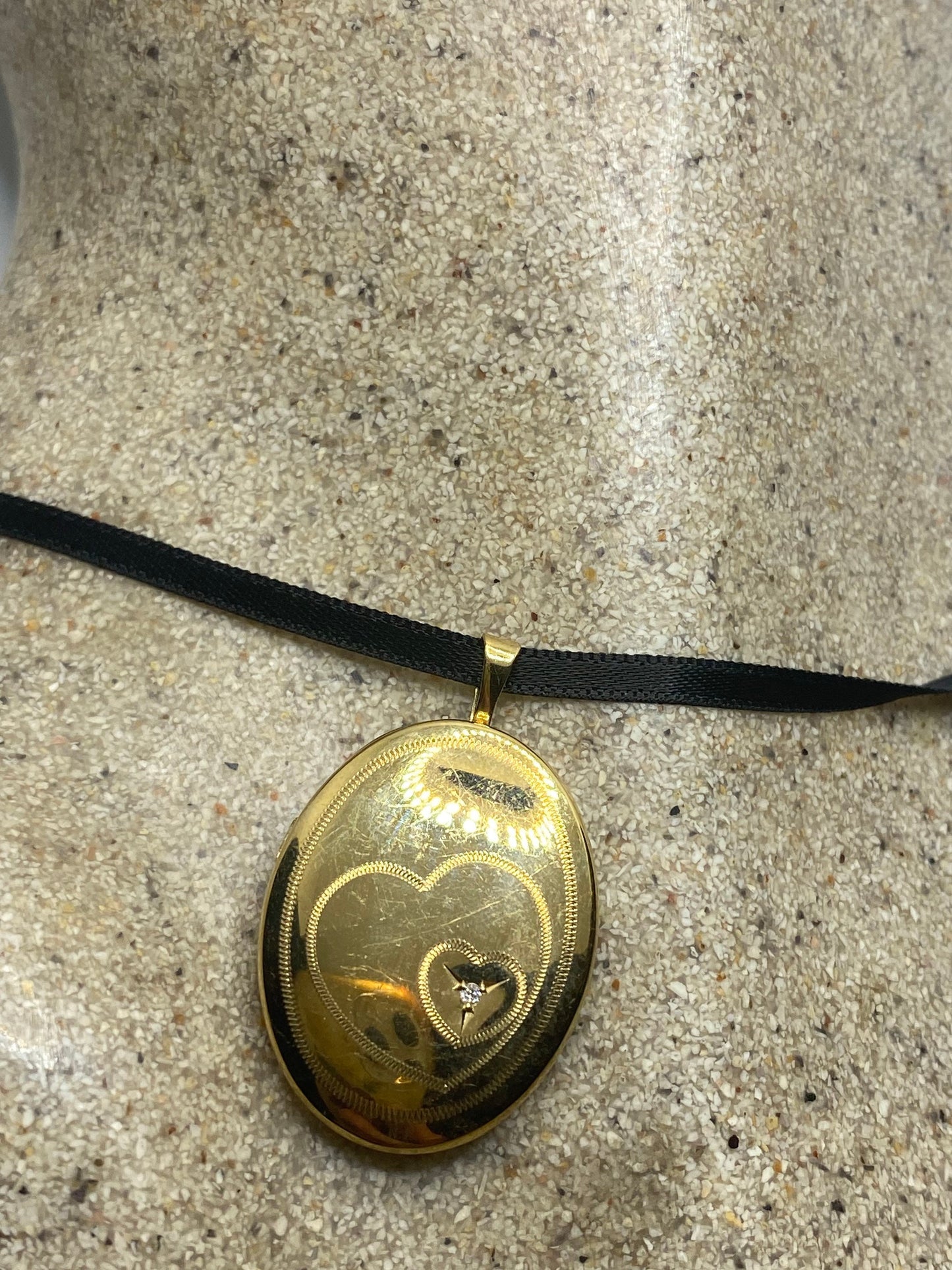 Vintage Locket Choker Gold Filled Necklace