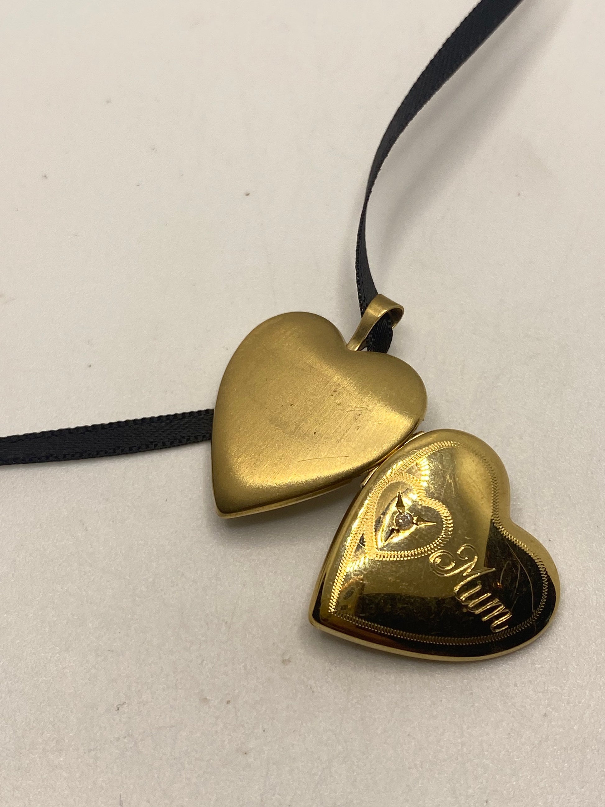 Vintage Heart Locket Choker Gold Filled MOM Necklace