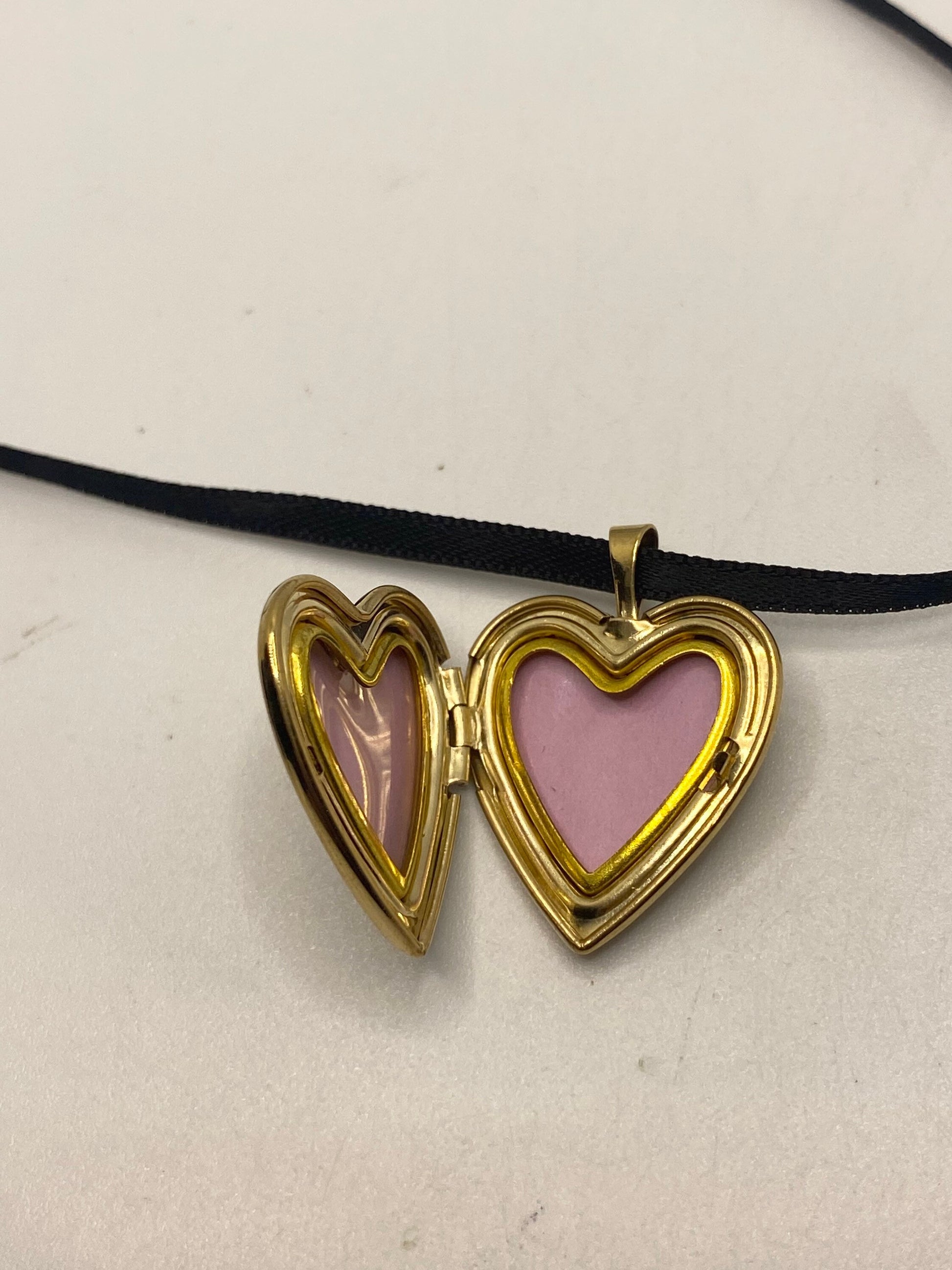 Vintage Heart Locket Choker Gold Filled MOM Necklace