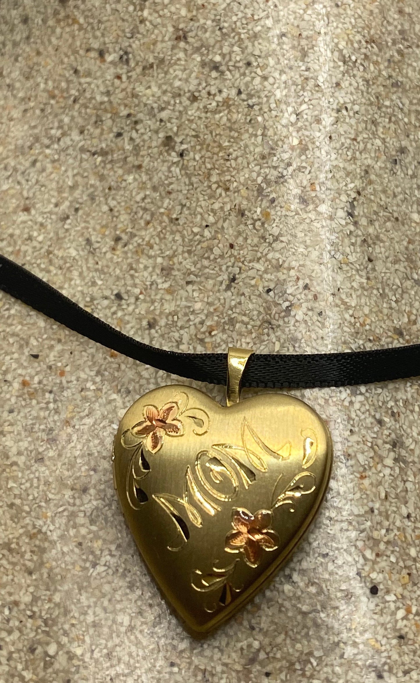 Vintage Heart Locket Choker Gold Filled MOM Necklace