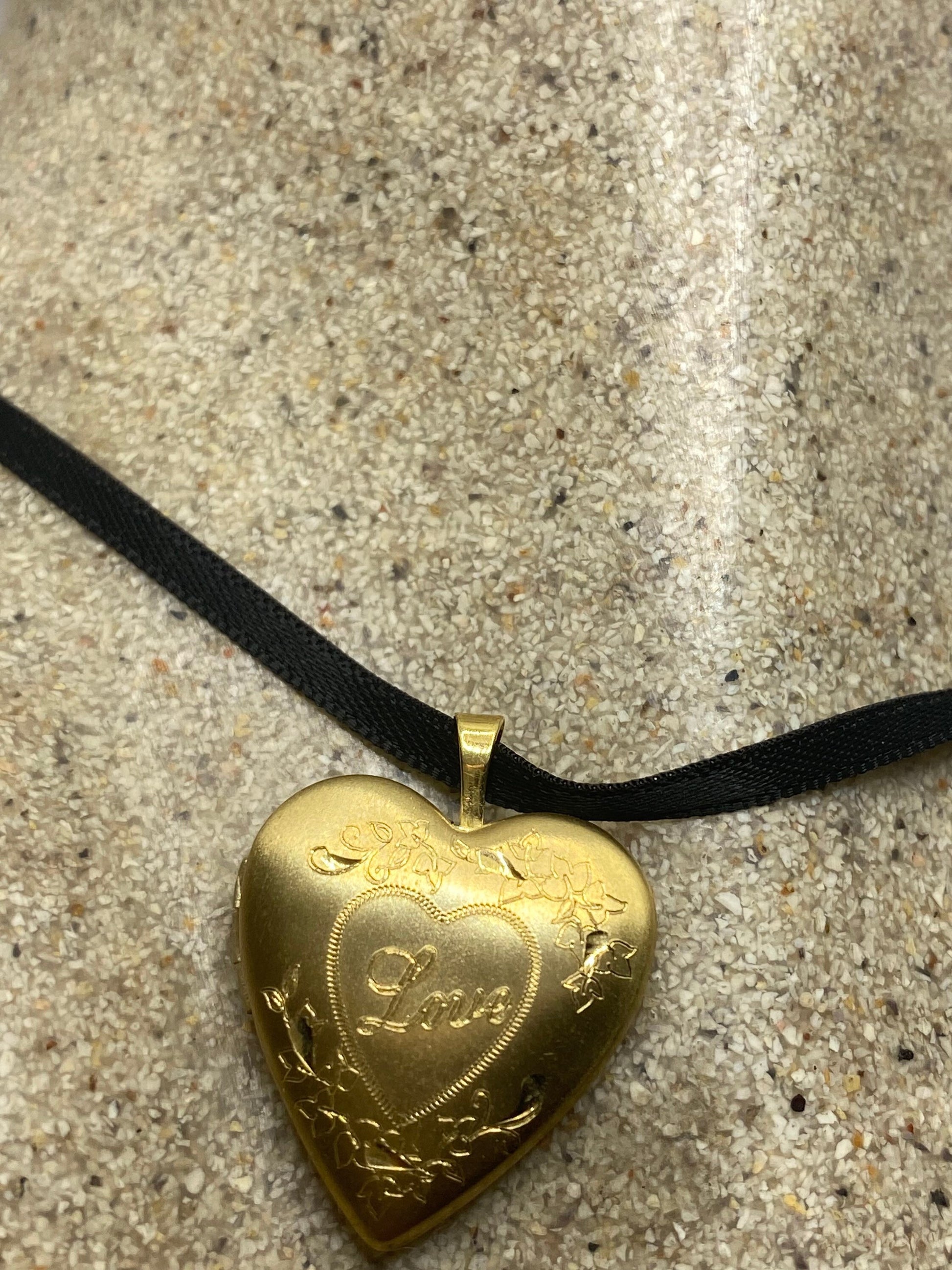 Vintage Heart Locket Choker Gold Filled MOM Necklace