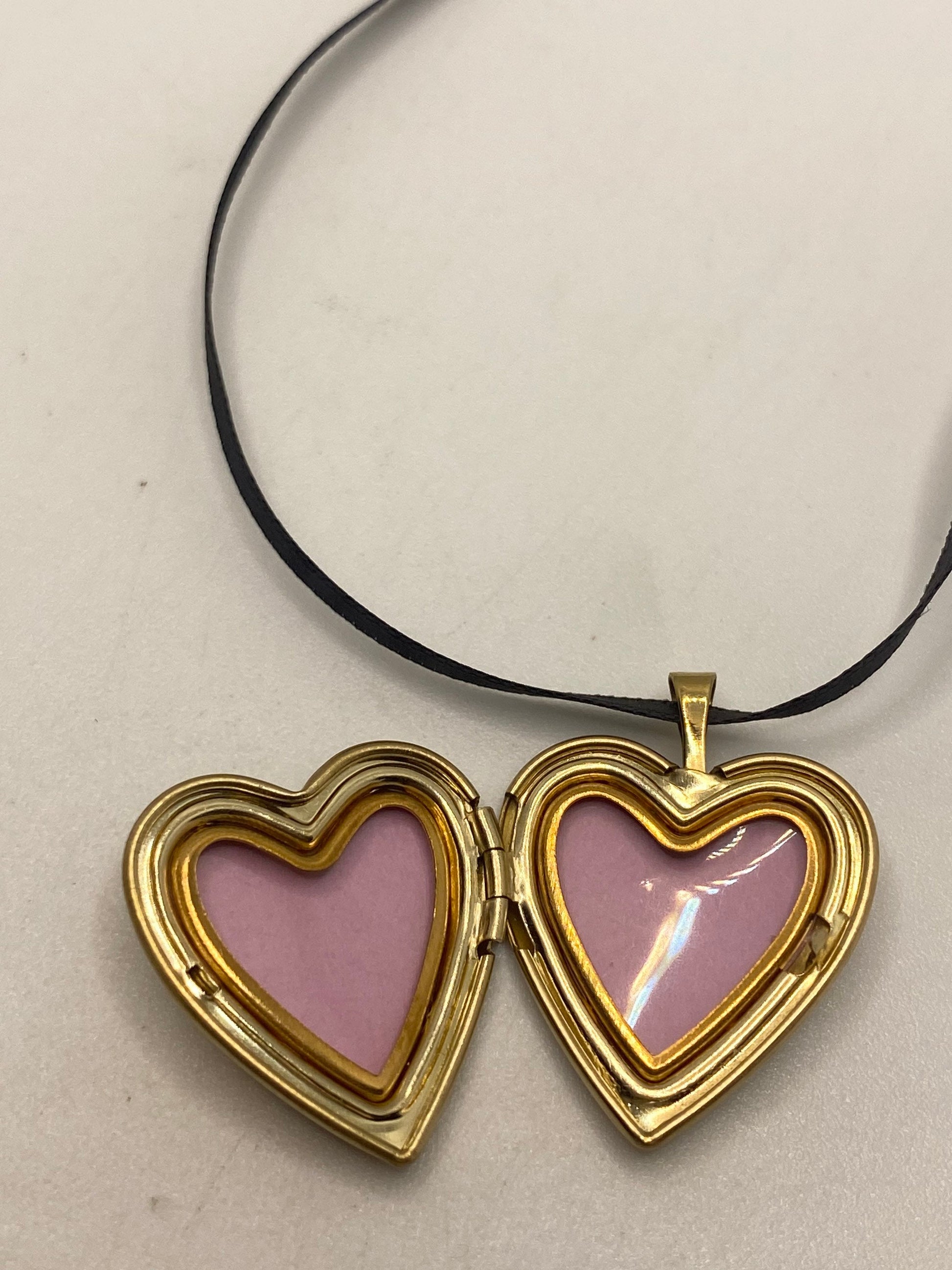 Vintage Heart Locket Choker Gold Filled MOM Necklace