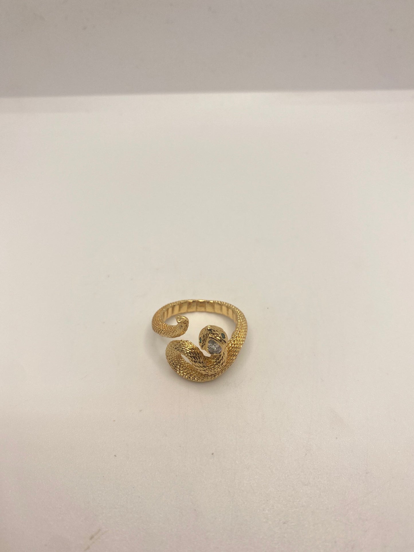 Vintage Snake Ring Gold Filled Crystal Cocktail Ring