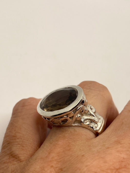 Vintage Smoky Topaz Ring 925 Sterling Silver