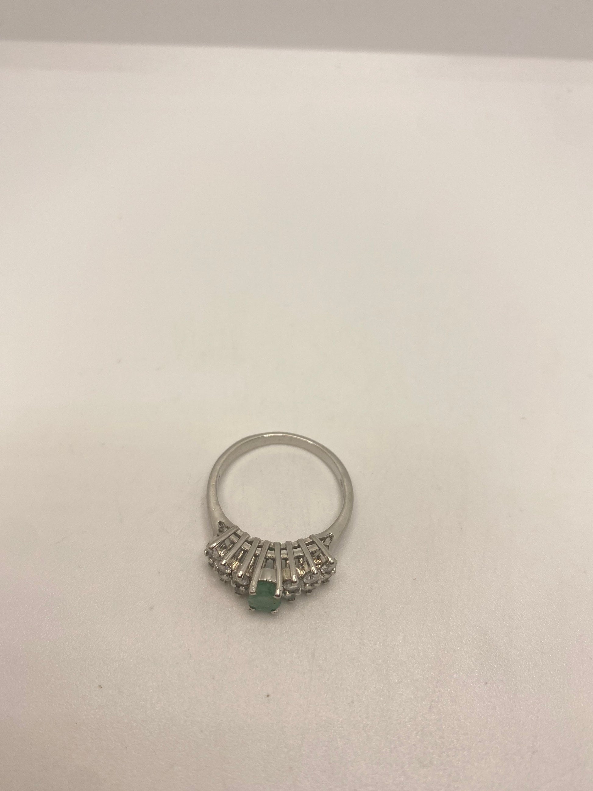 Vintage Handmade Genuine Green Emerald Setting 925 Sterling Silver Gothic Ring