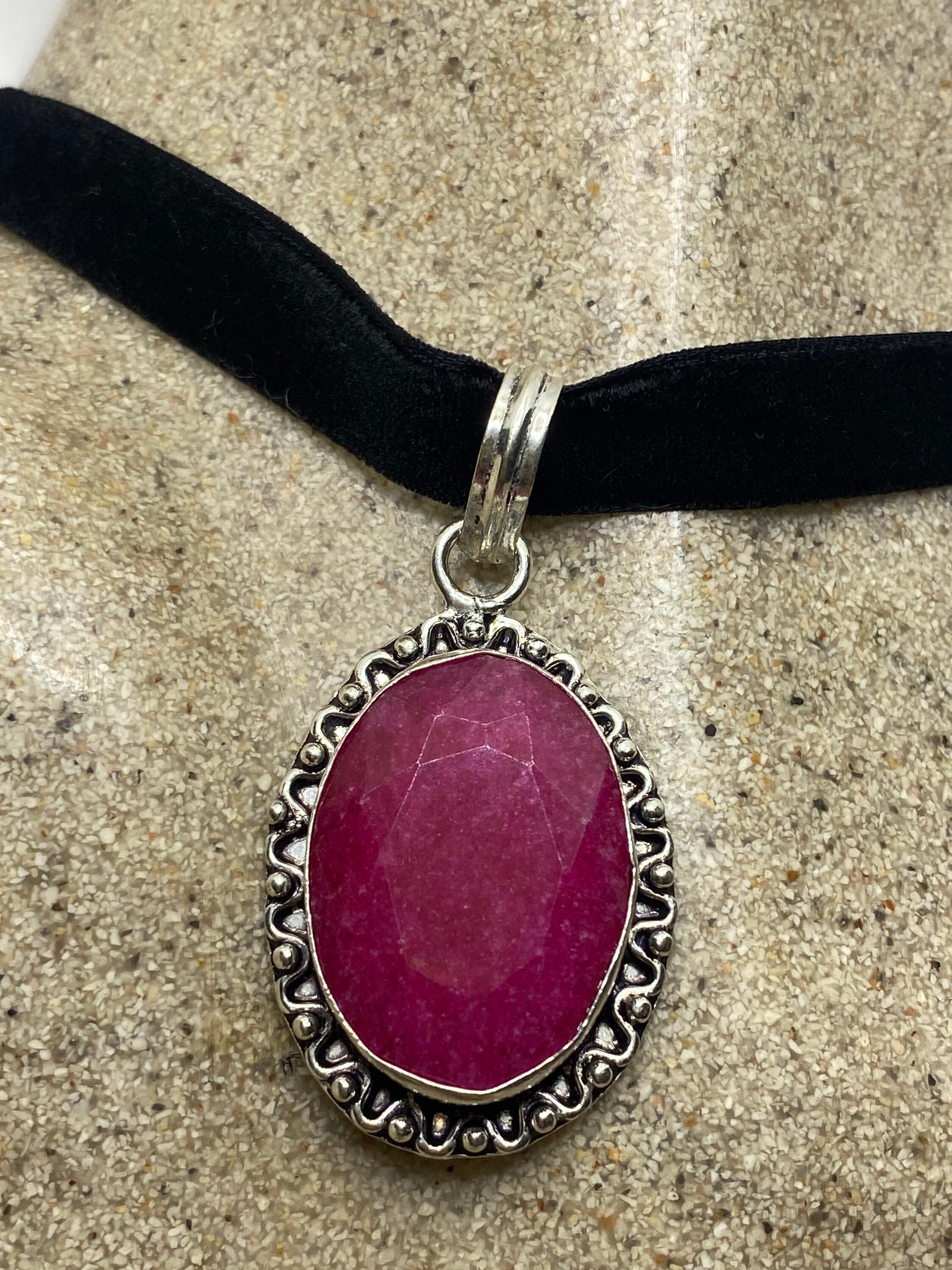 Vintage Antique Pink Raw Ruby Choker Necklace