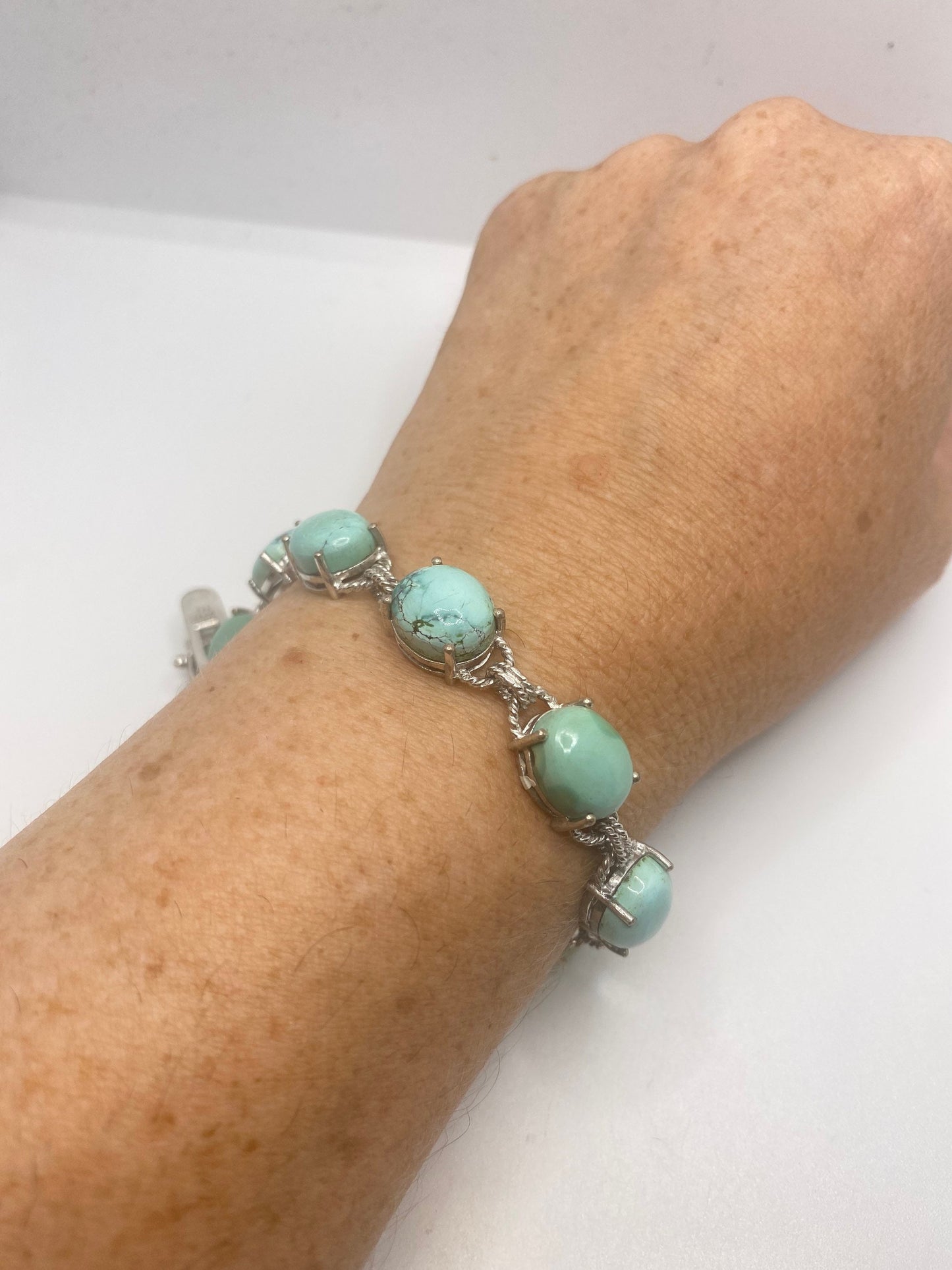 Vintage Turquoise Bracelet 925 Sterling Silver Persian