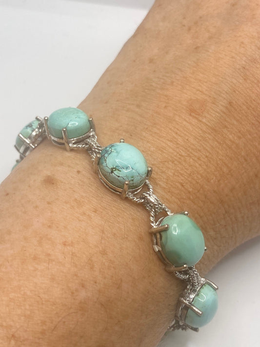 Vintage Turquoise Bracelet 925 Sterling Silver Persian