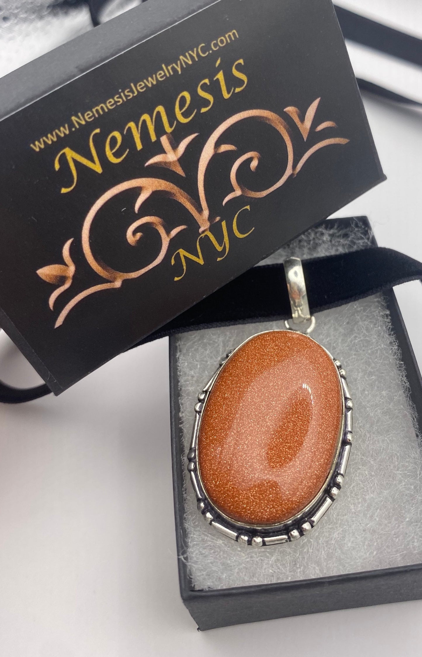 Vintage Golden Sandstone Choker Goldstone Silver Necklace