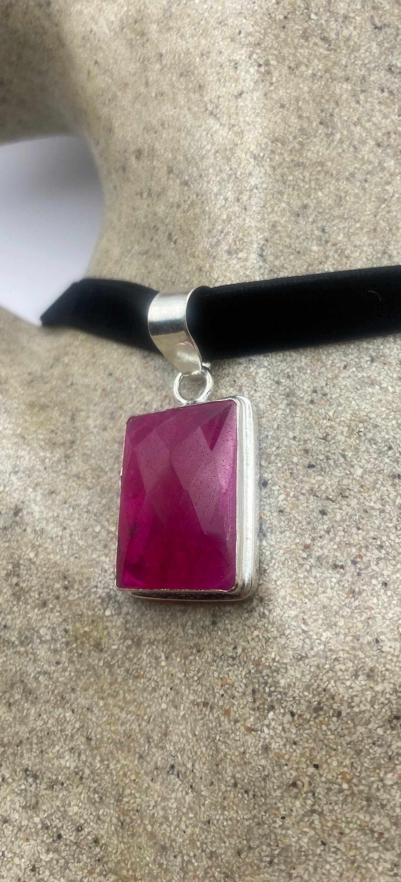 Vintage Antique Pink Raw Ruby Choker Necklace