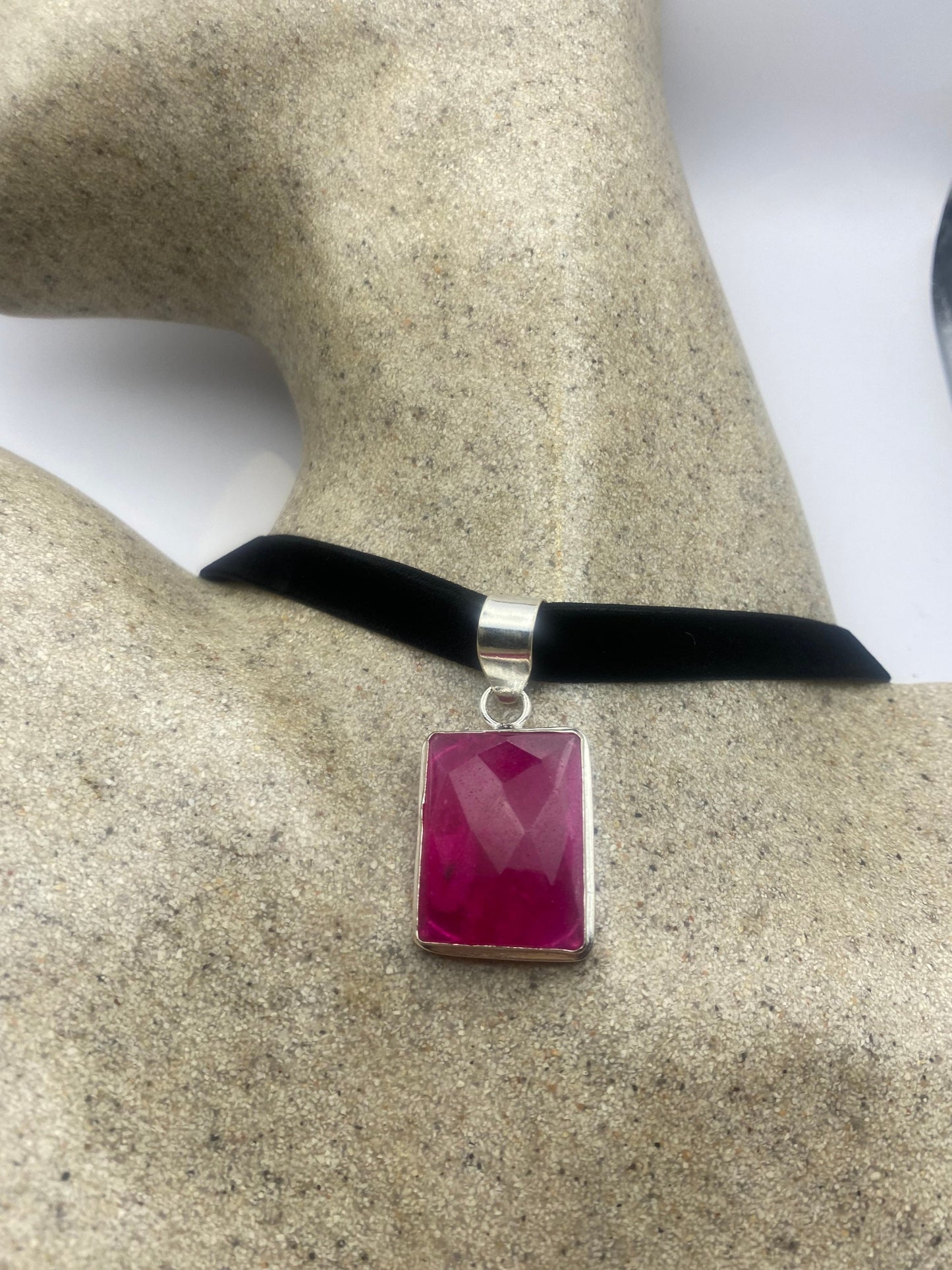 Vintage Antique Pink Raw Ruby Choker Necklace