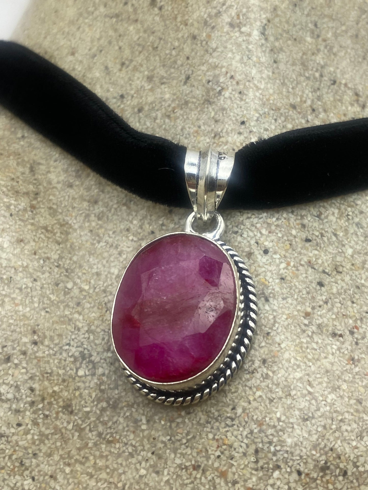 Vintage Antique Pink Raw Ruby Choker Necklace