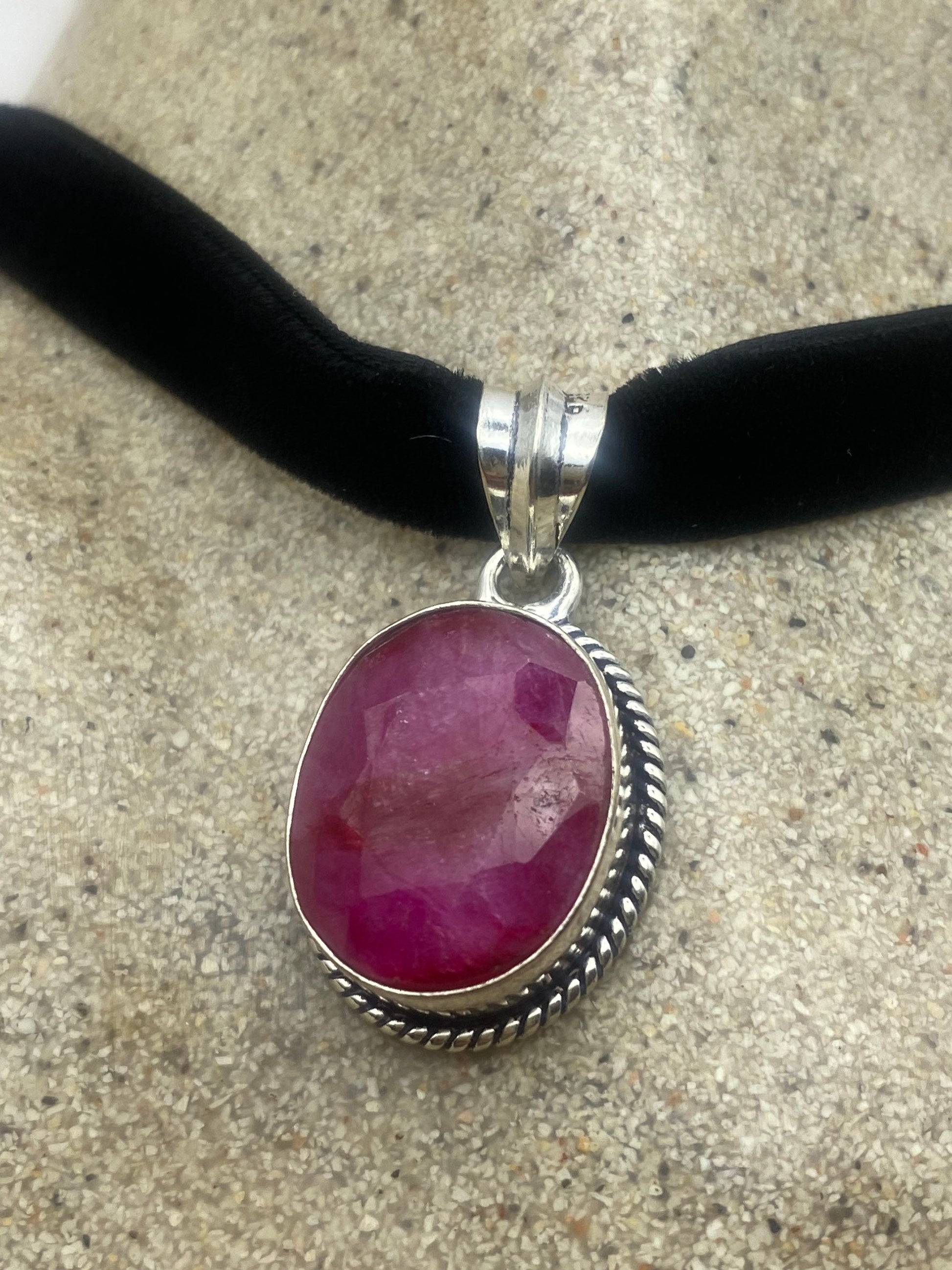 Vintage Antique Pink Raw Ruby Choker Necklace