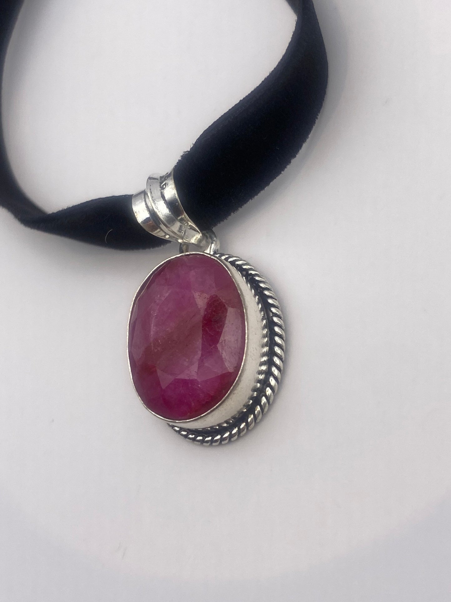 Vintage Antique Pink Raw Ruby Choker Necklace