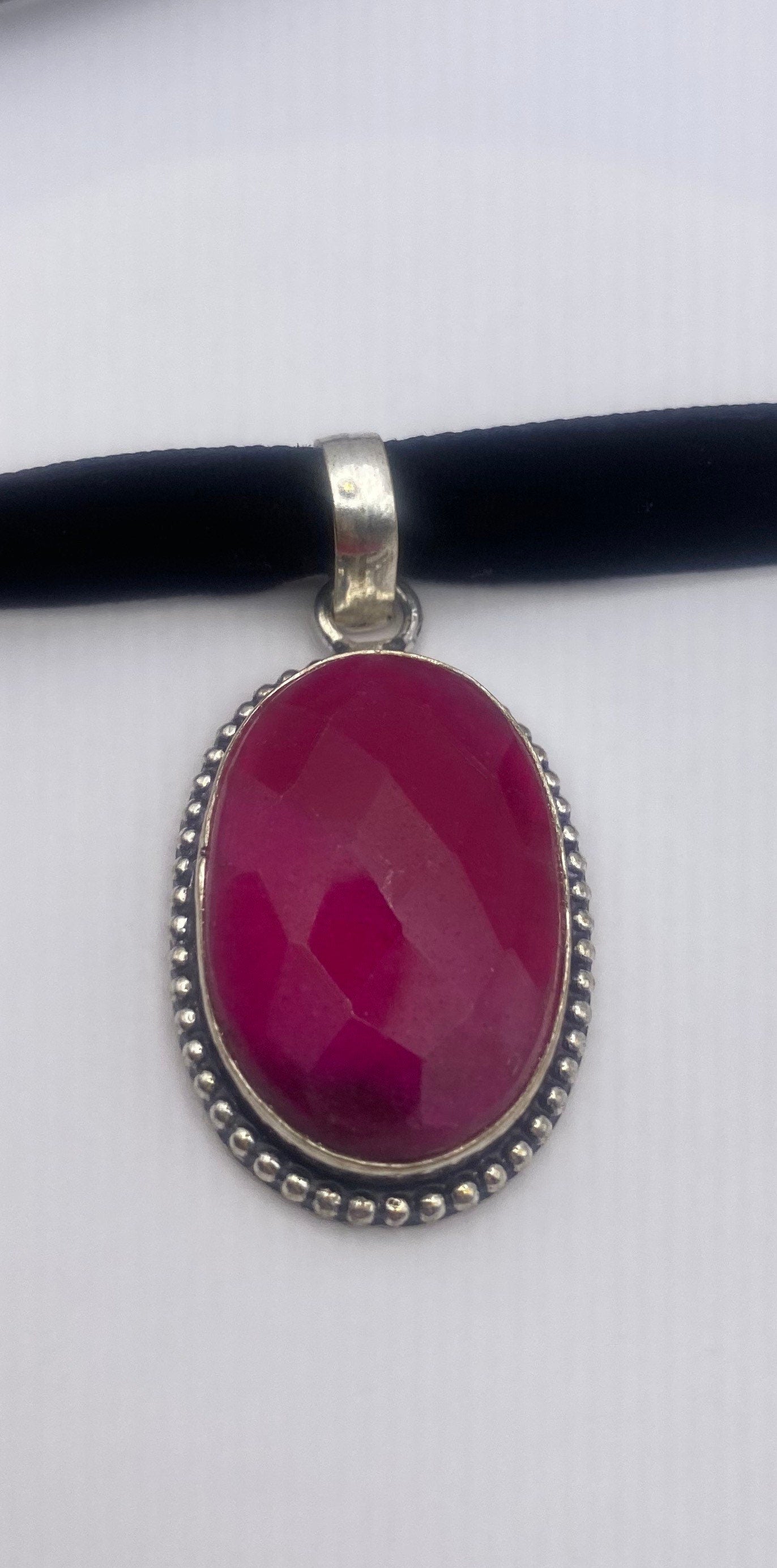 Vintage Antique Pink Raw Ruby Choker Necklace