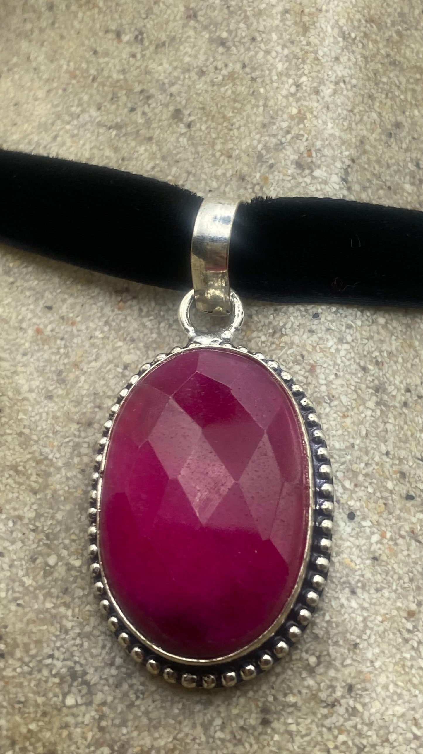 Vintage Antique Pink Raw Ruby Choker Necklace
