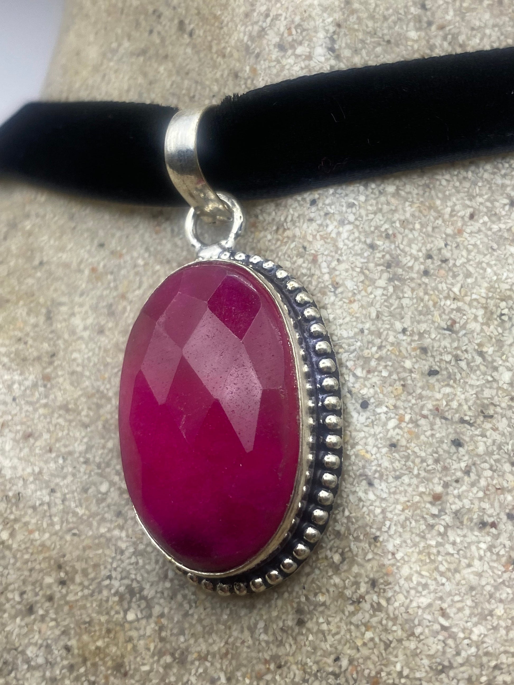 Vintage Antique Pink Raw Ruby Choker Necklace